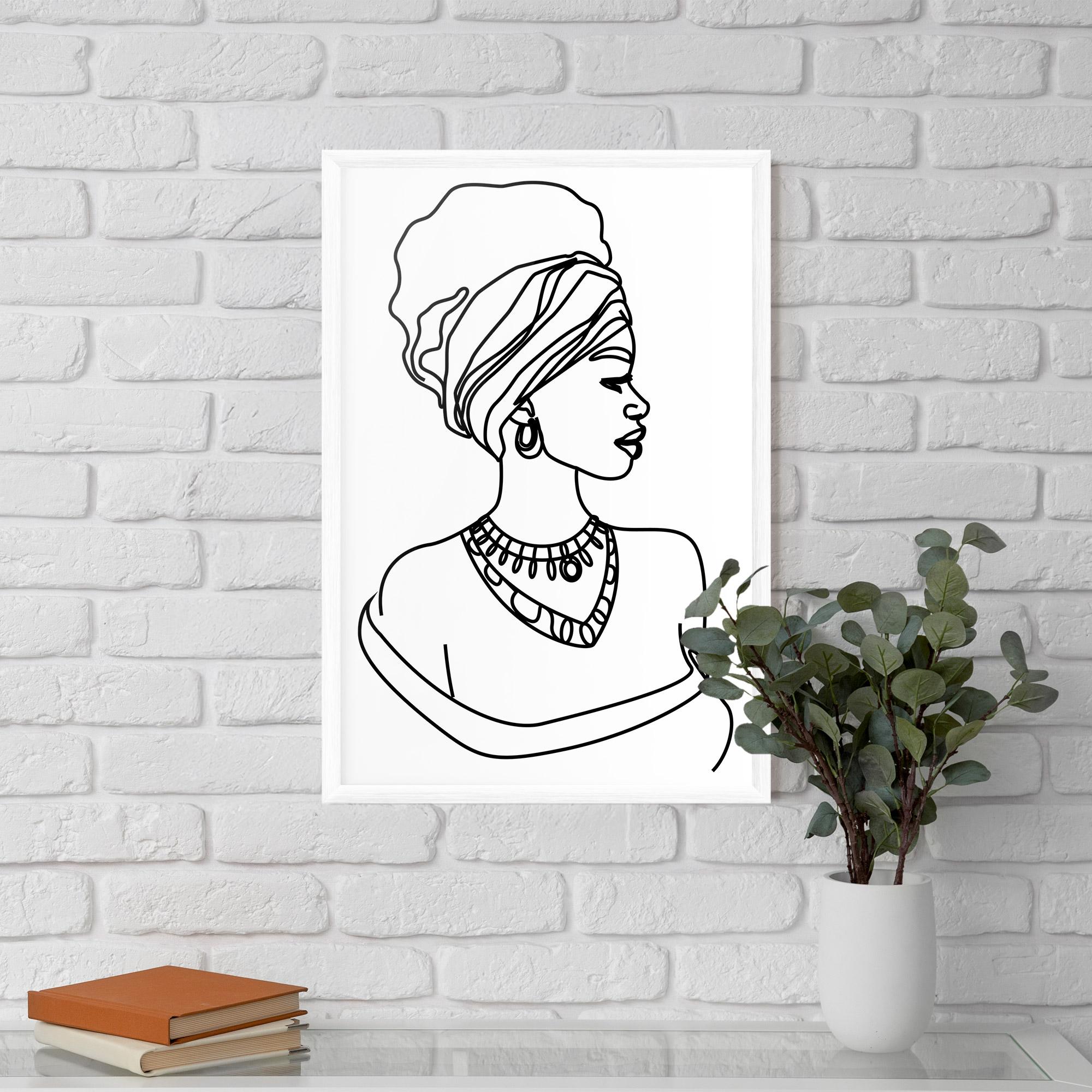 Gerahmte Poster Black Line African mockup 5