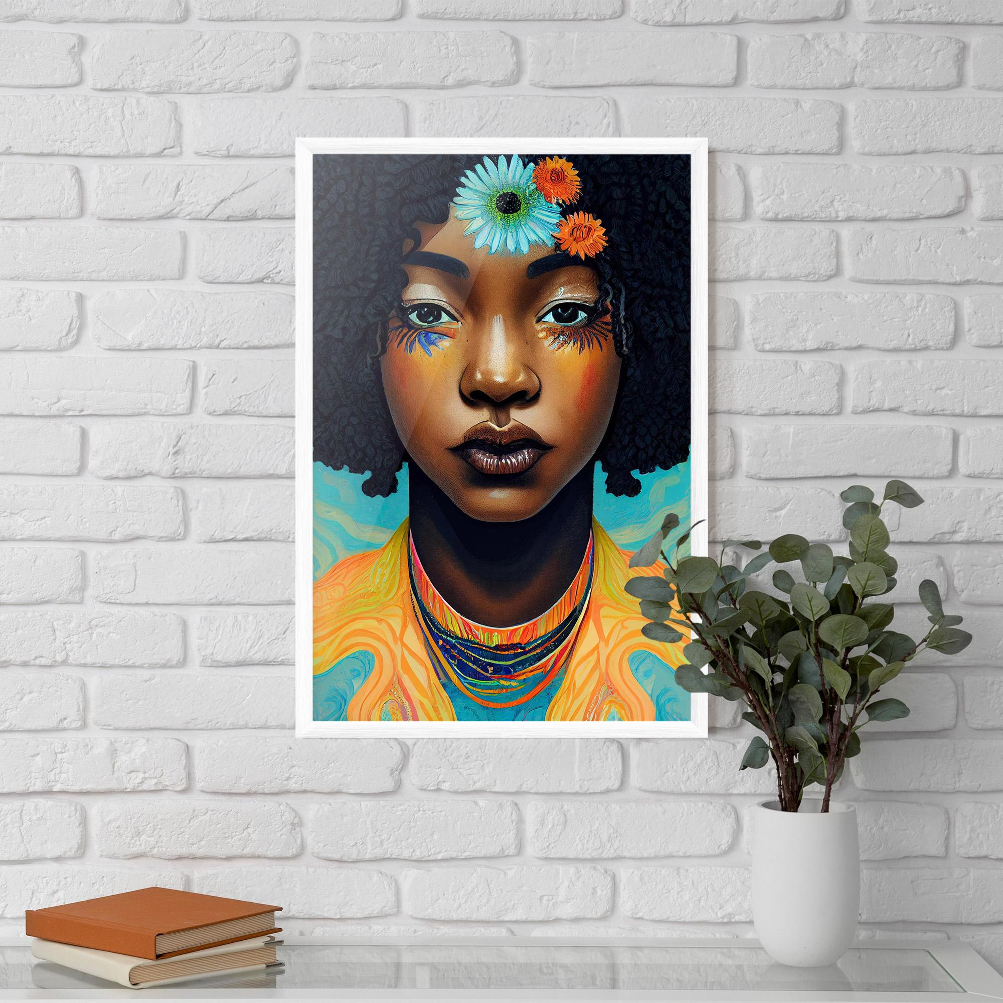 Gerahmte Poster Portrait With Flowers mockup 5