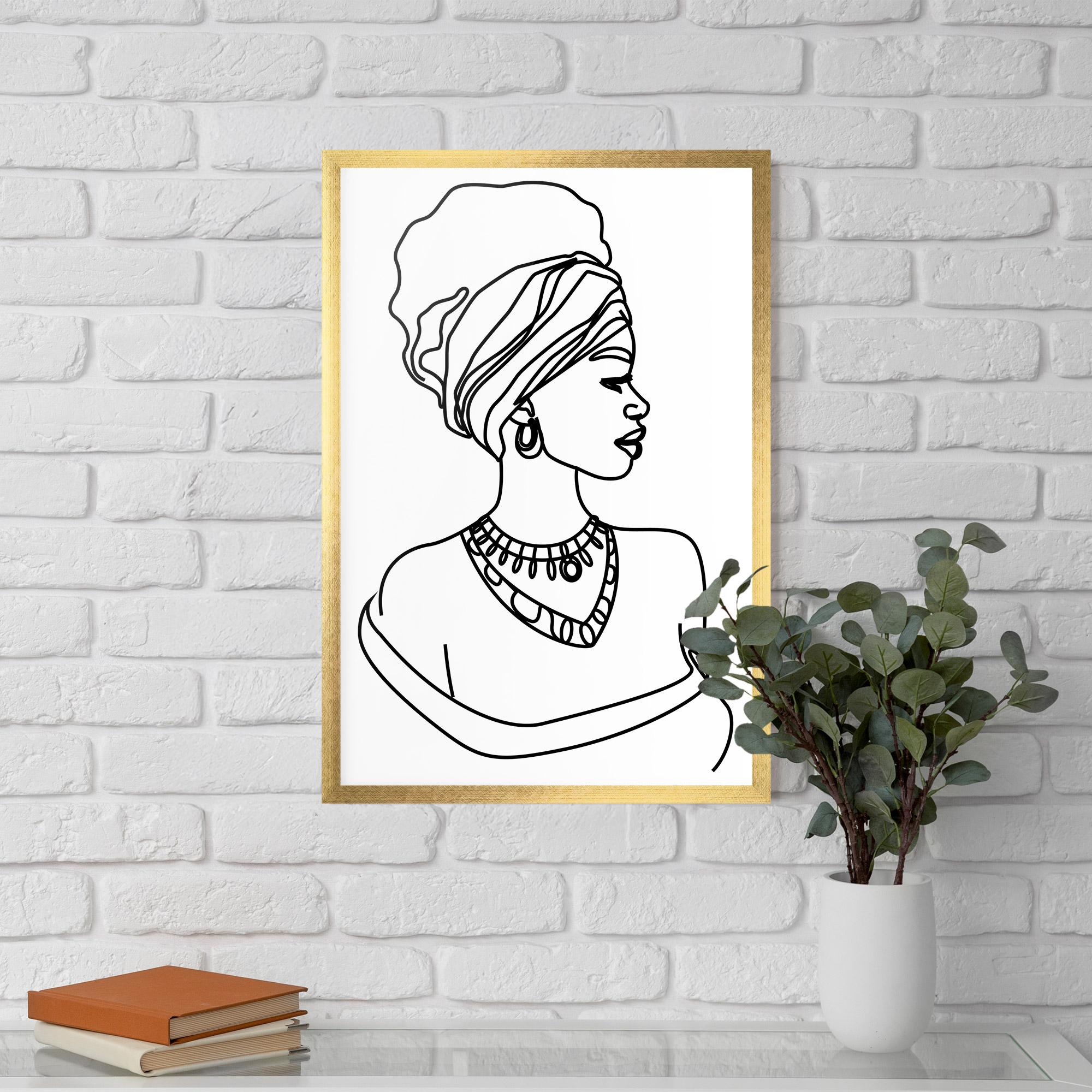 Gerahmte Poster Black Line African mockup 5