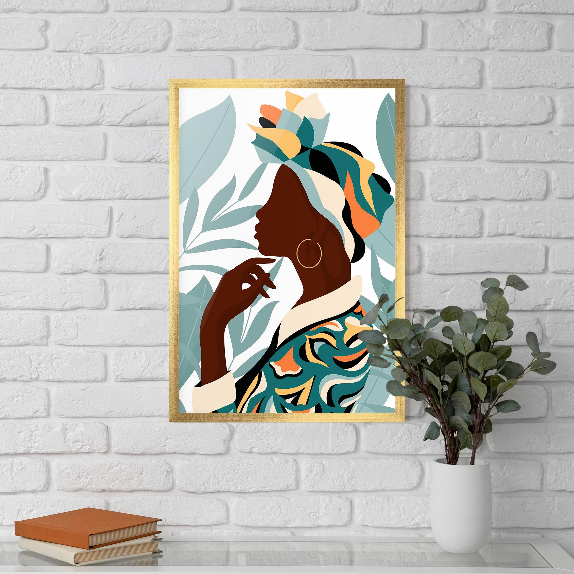 Gerahmte Poster Gold African Earring mockup 5