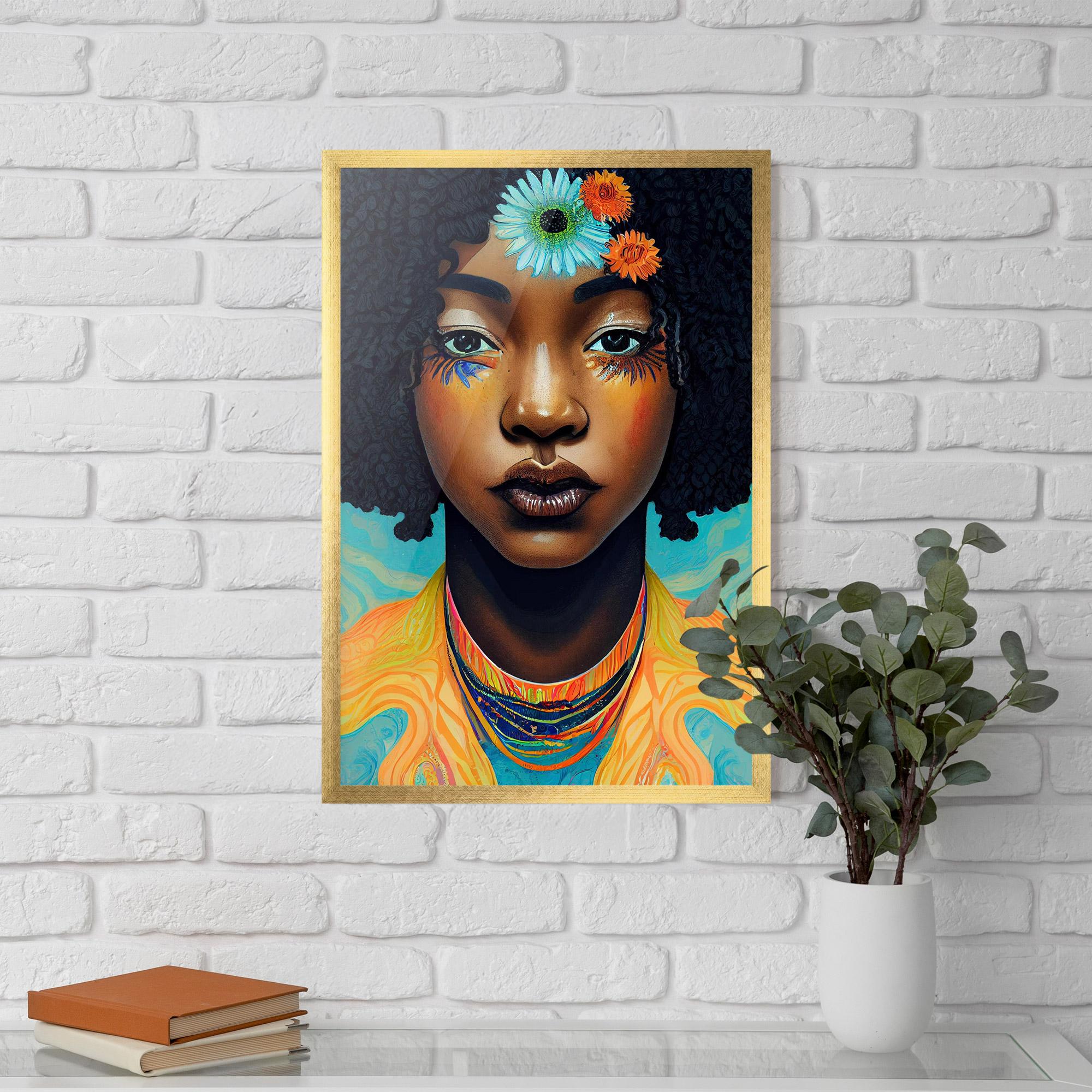 Gerahmte Poster Portrait With Flowers mockup 5