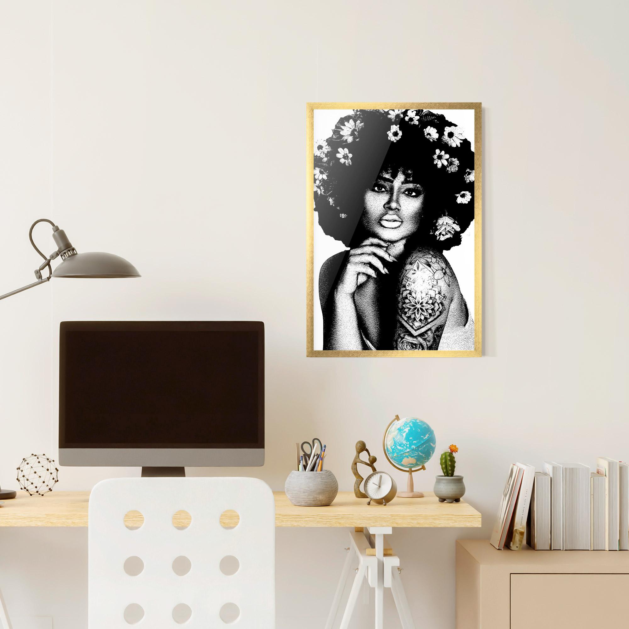 Gerahmte Poster Flower African Woman mockup 6