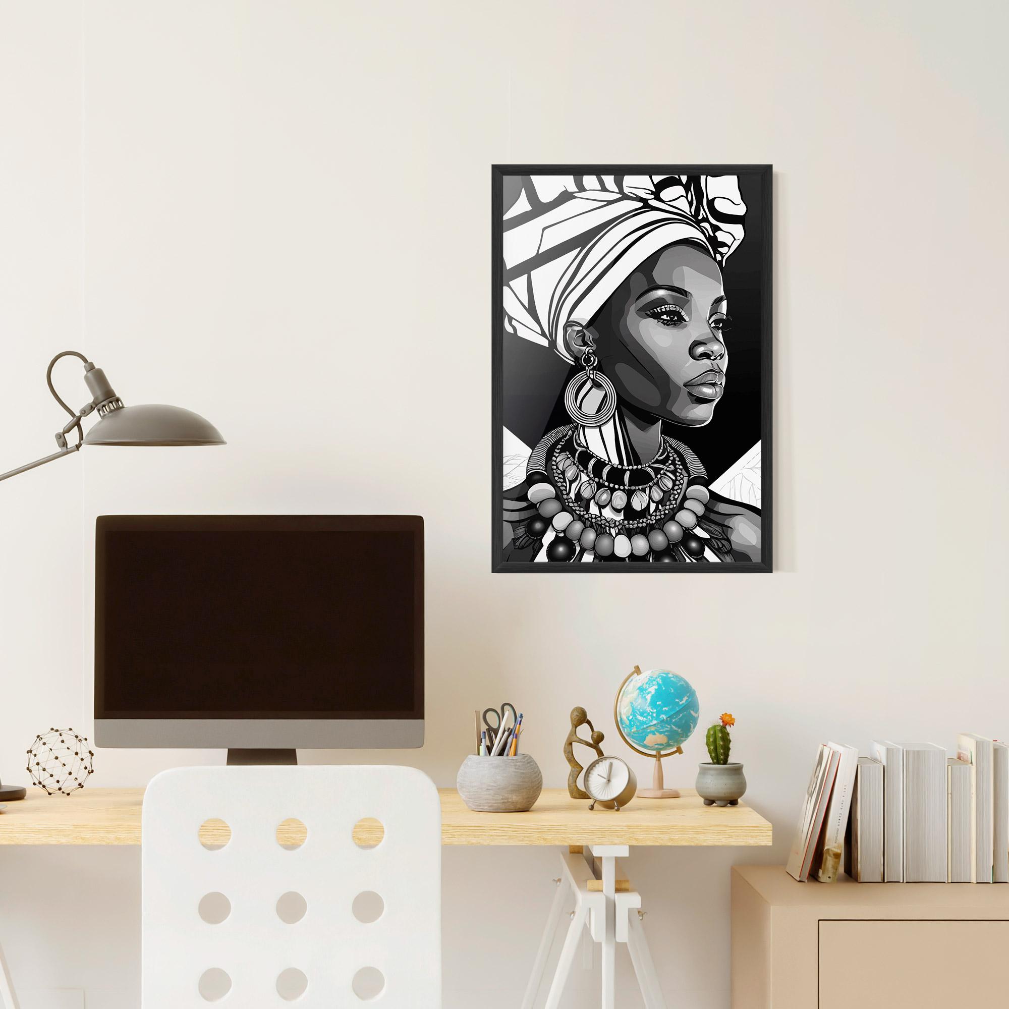 Gerahmte Poster Black White African mockup 6