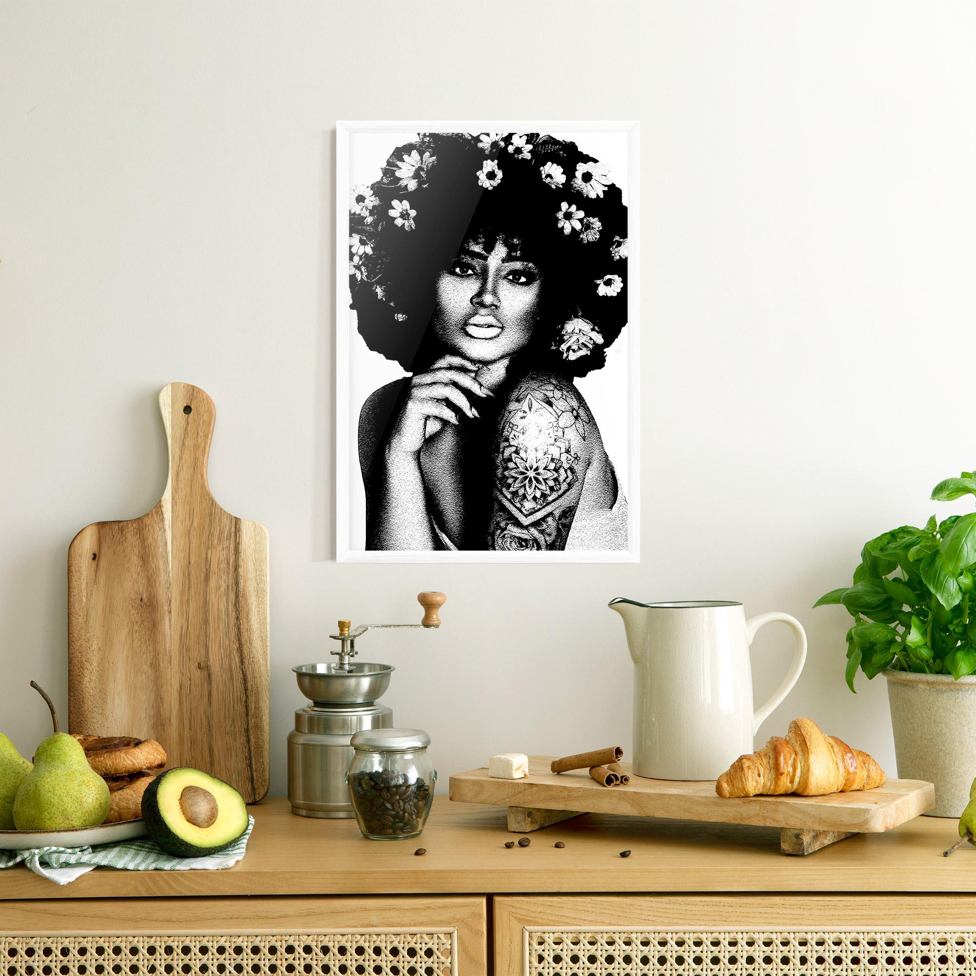 Gerahmte Poster Flower African Woman mockup 8