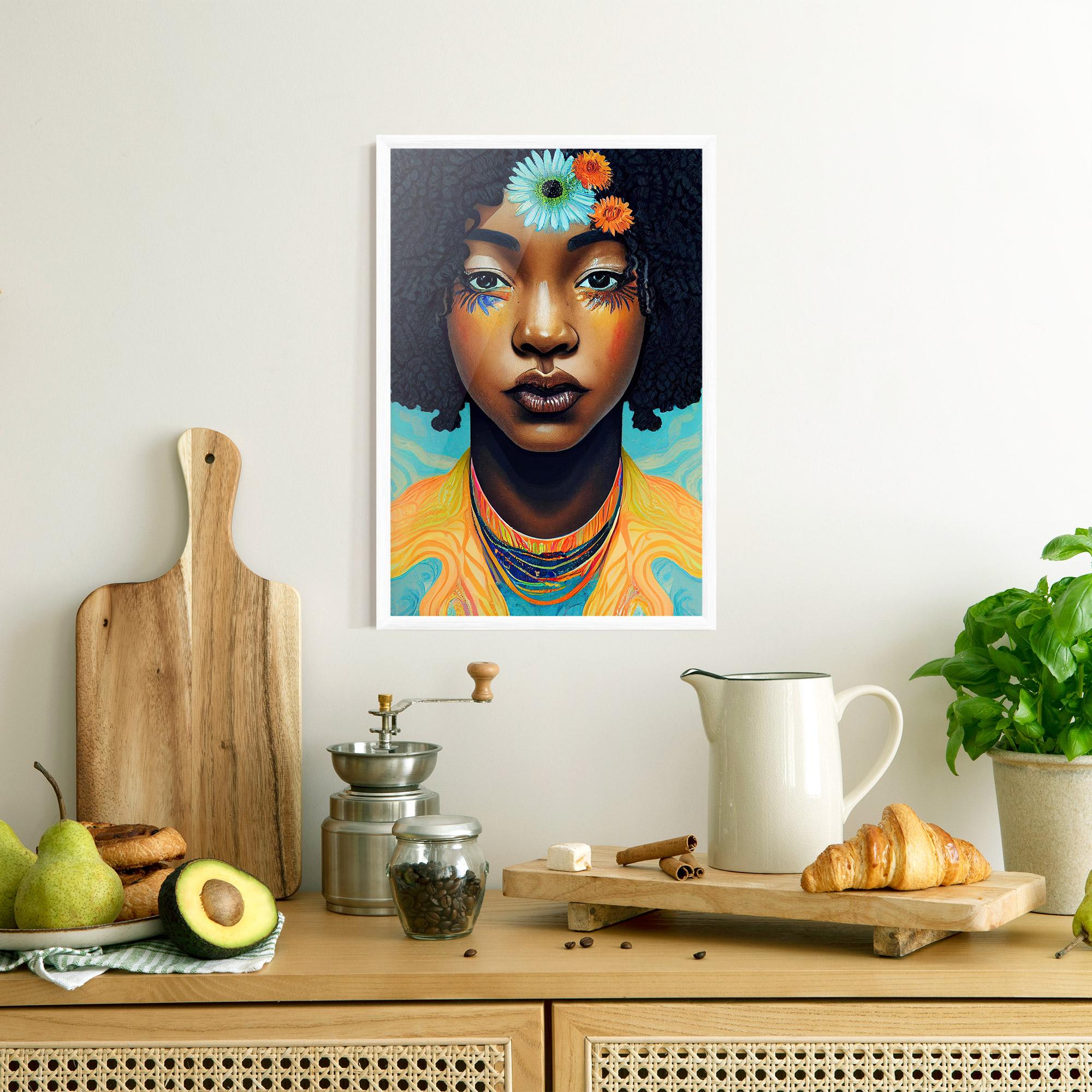 Gerahmte Poster Portrait With Flowers mockup 8