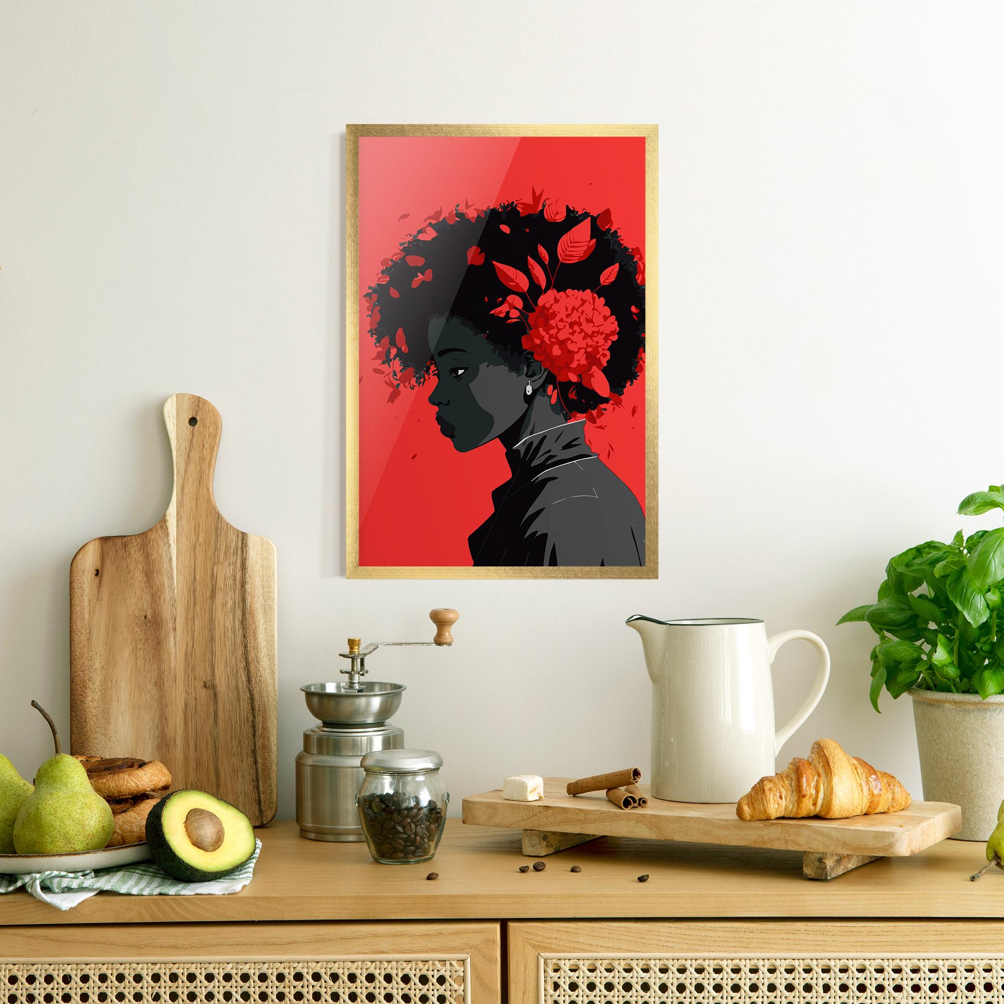 Gerahmte Poster African Red Flower mockup 8