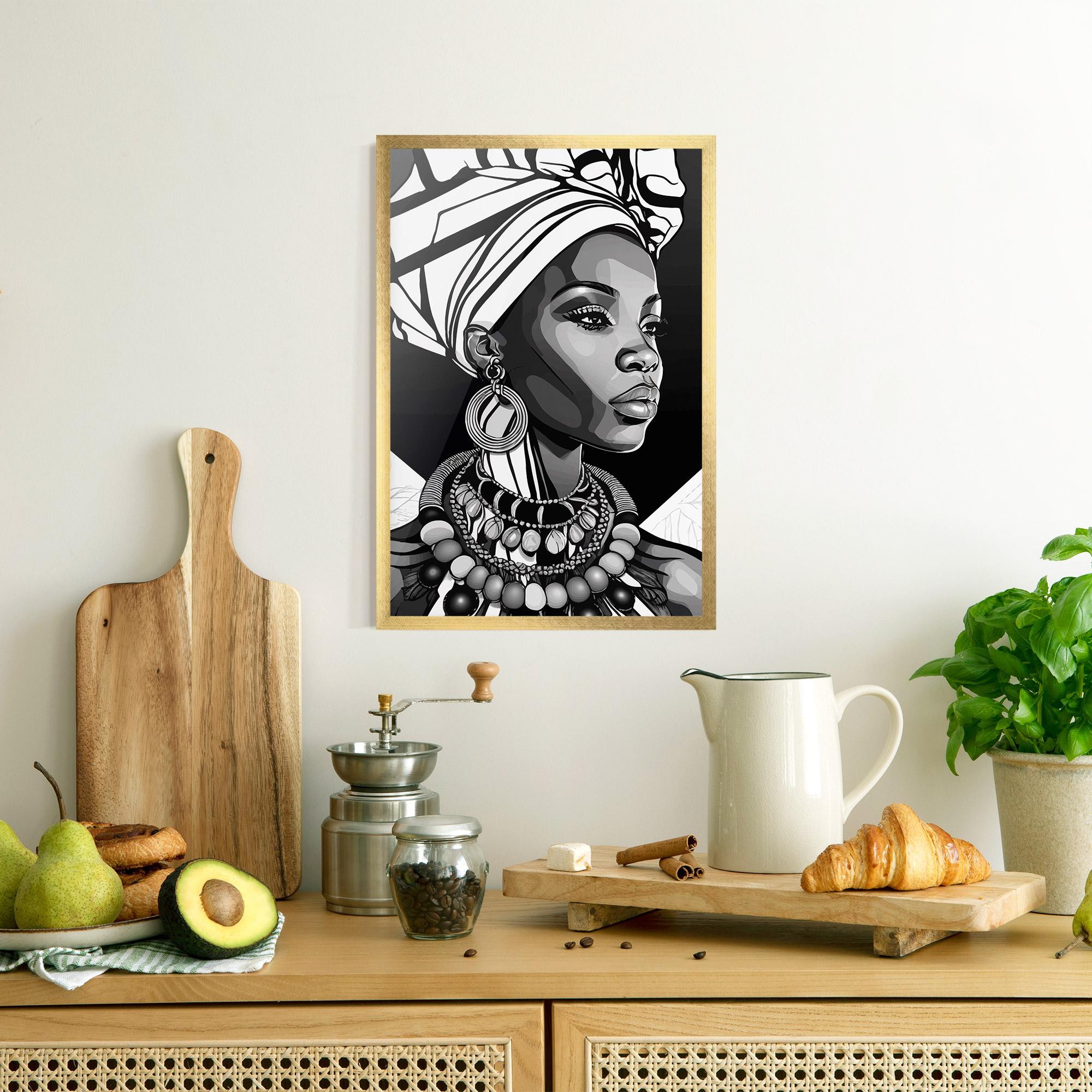 Gerahmte Poster Black White African mockup 8