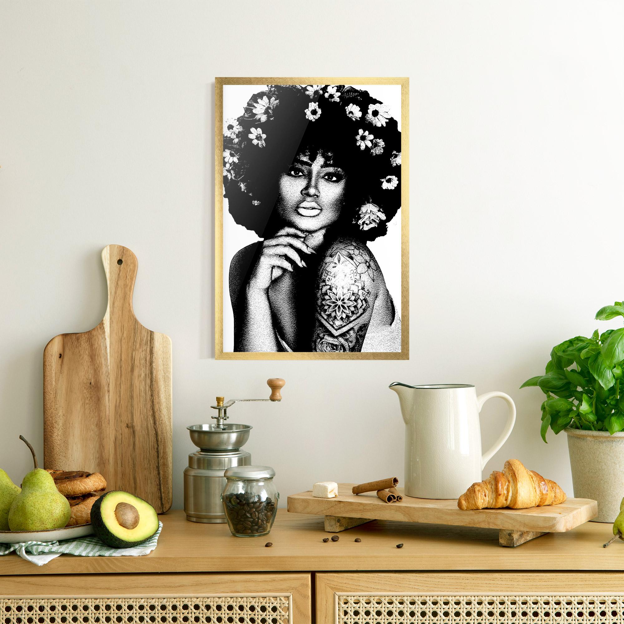 Gerahmte Poster Flower African Woman mockup 8