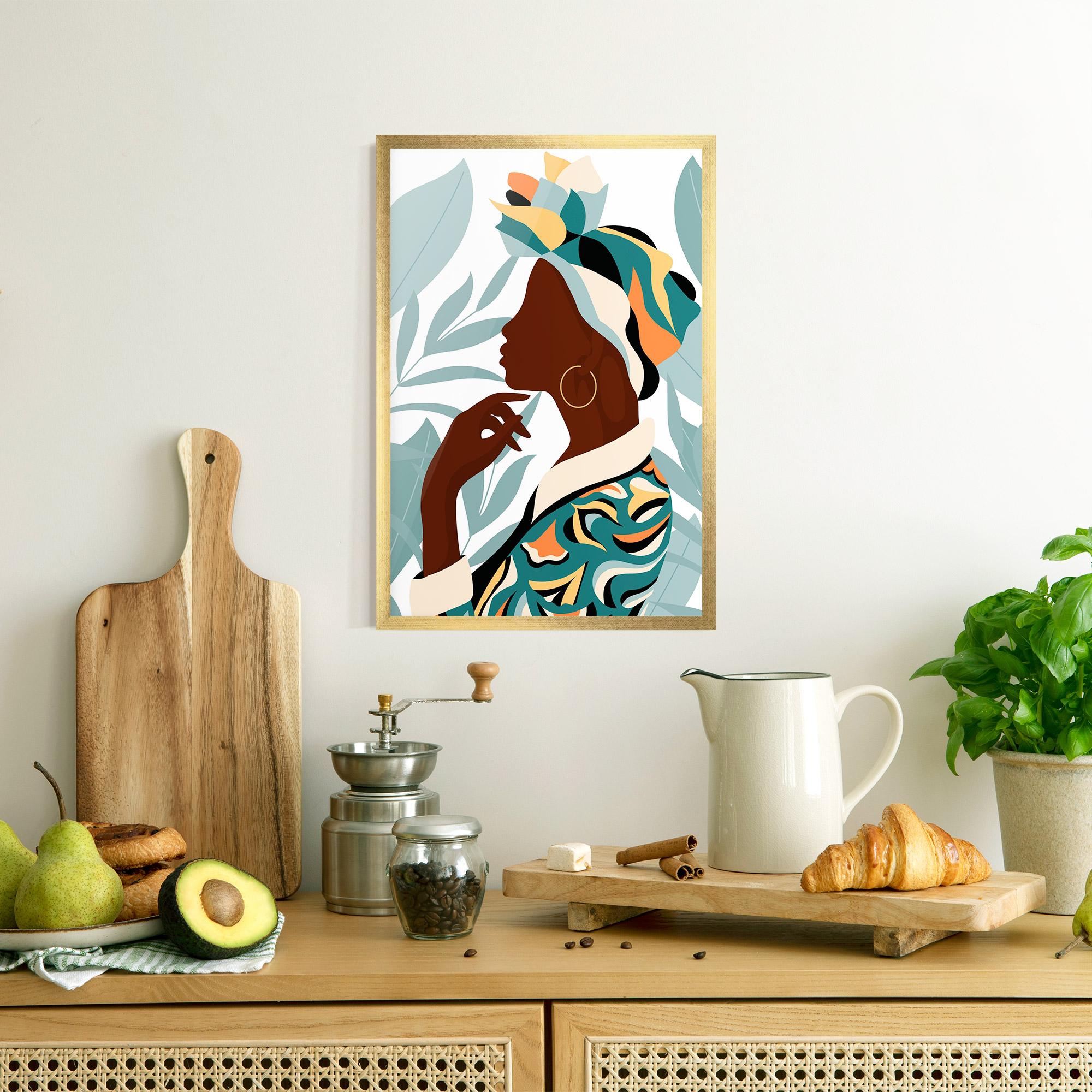 Gerahmte Poster Gold African Earring mockup 8