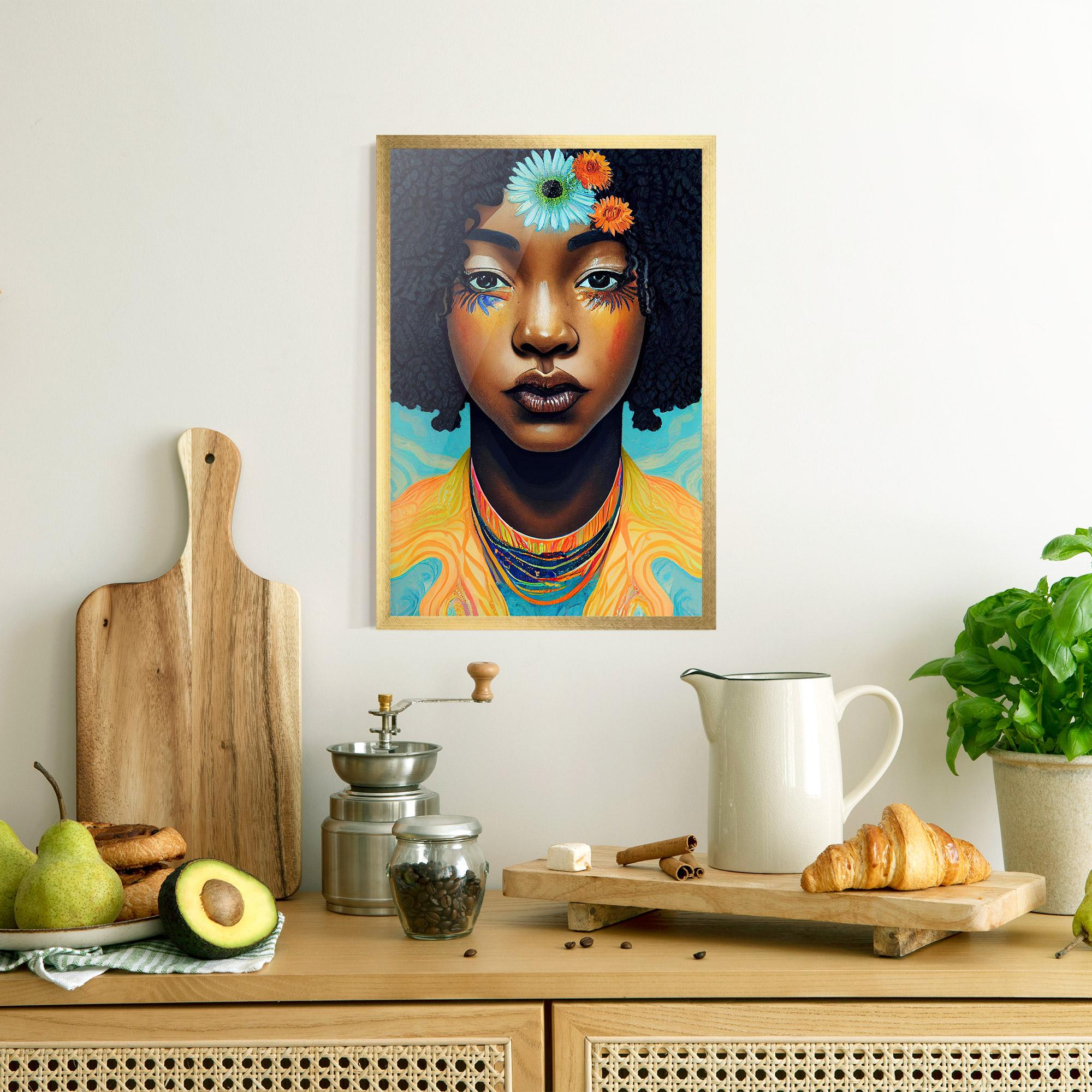 Gerahmte Poster Portrait With Flowers mockup 8