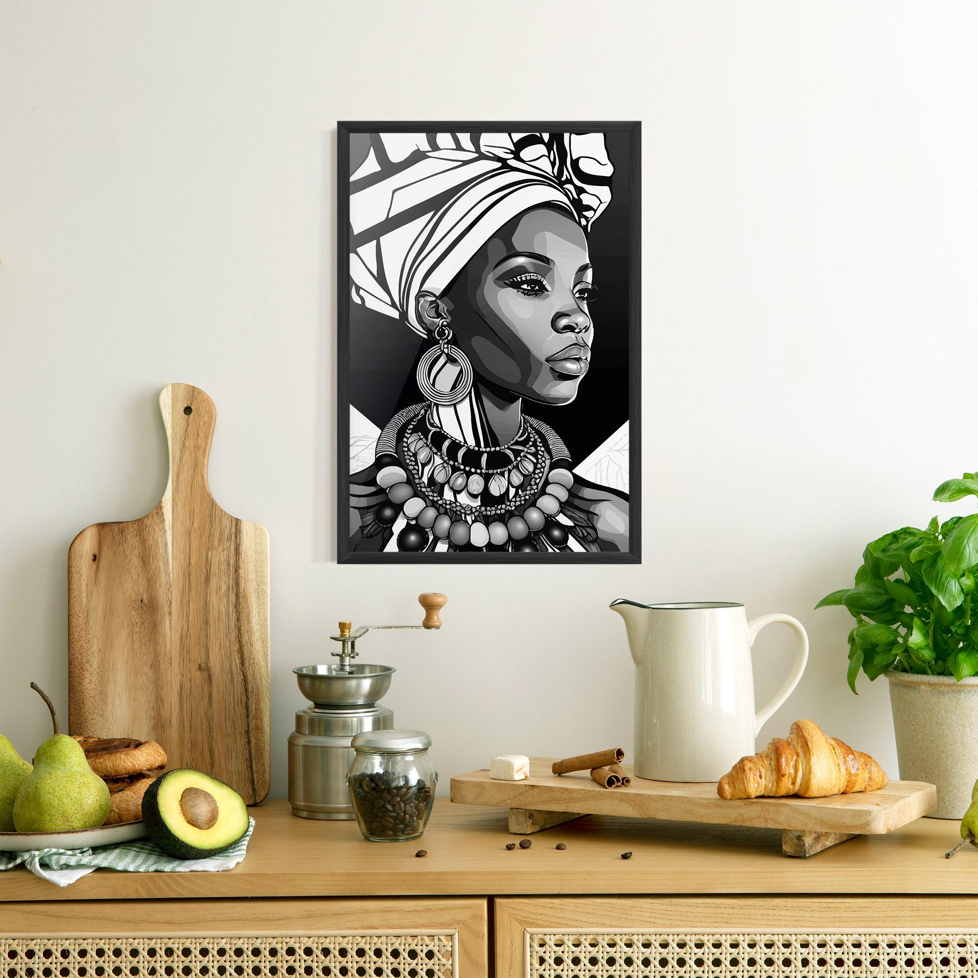 Gerahmte Poster Black White African mockup 8