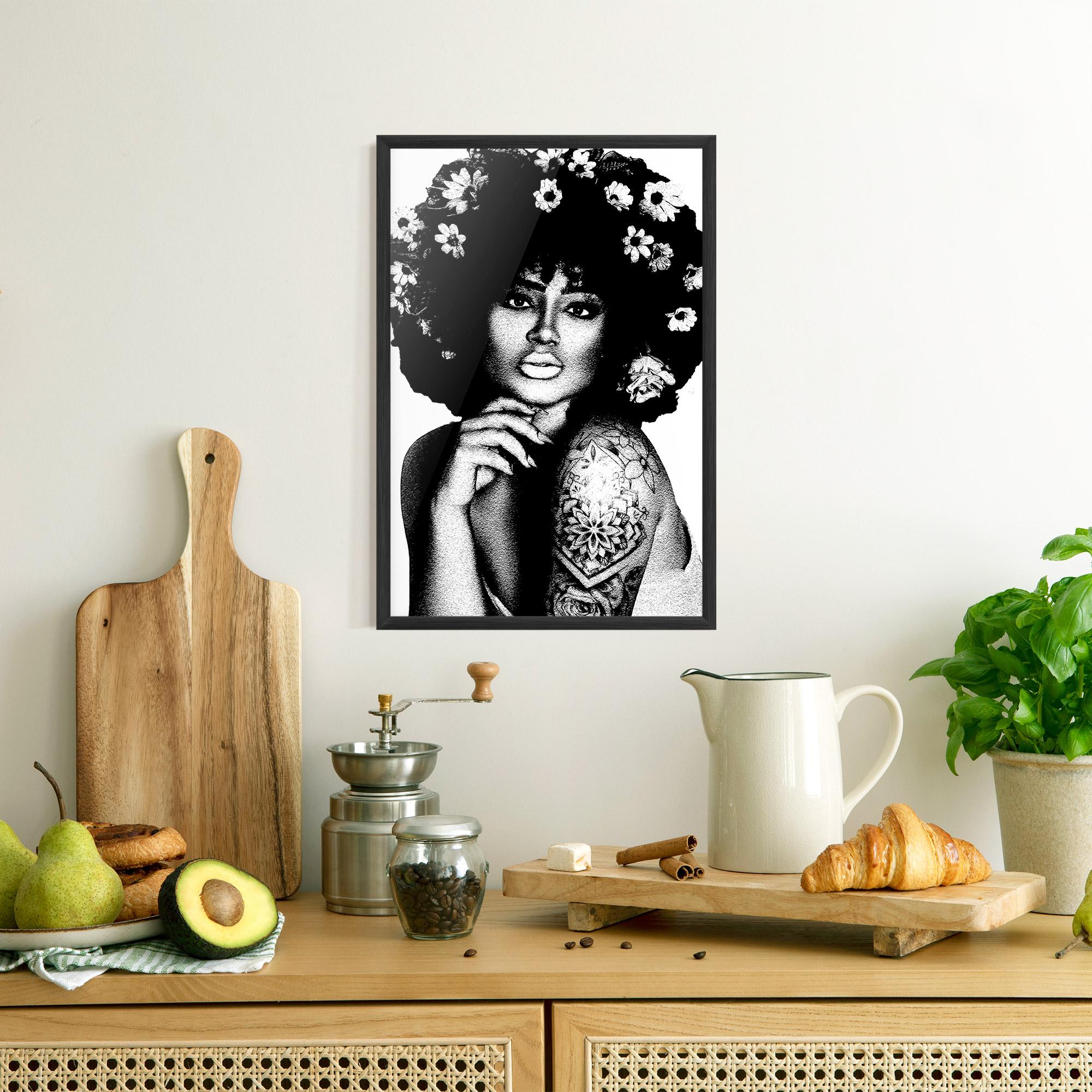 Gerahmte Poster Flower African Woman mockup 8
