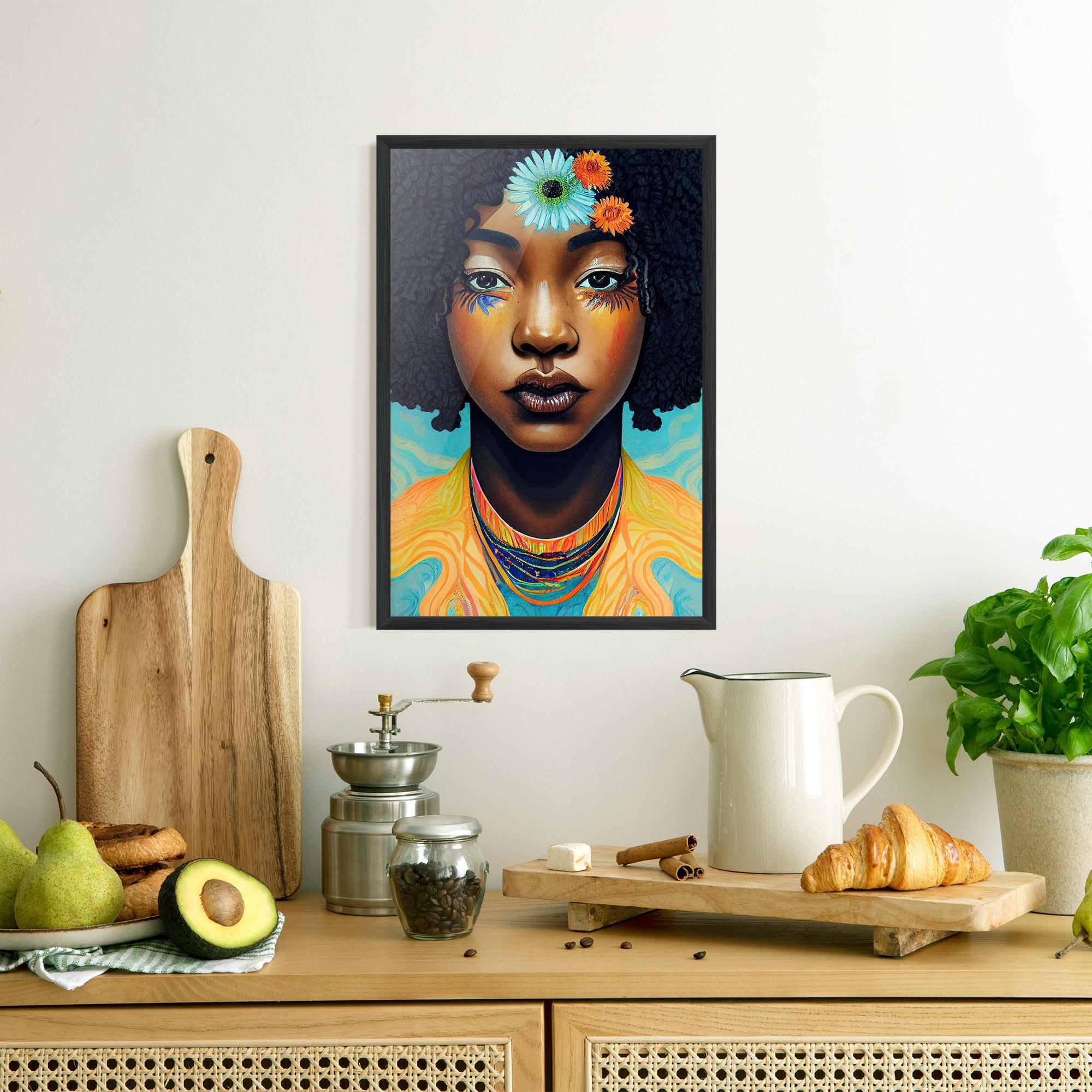 Gerahmte Poster Portrait With Flowers mockup 8