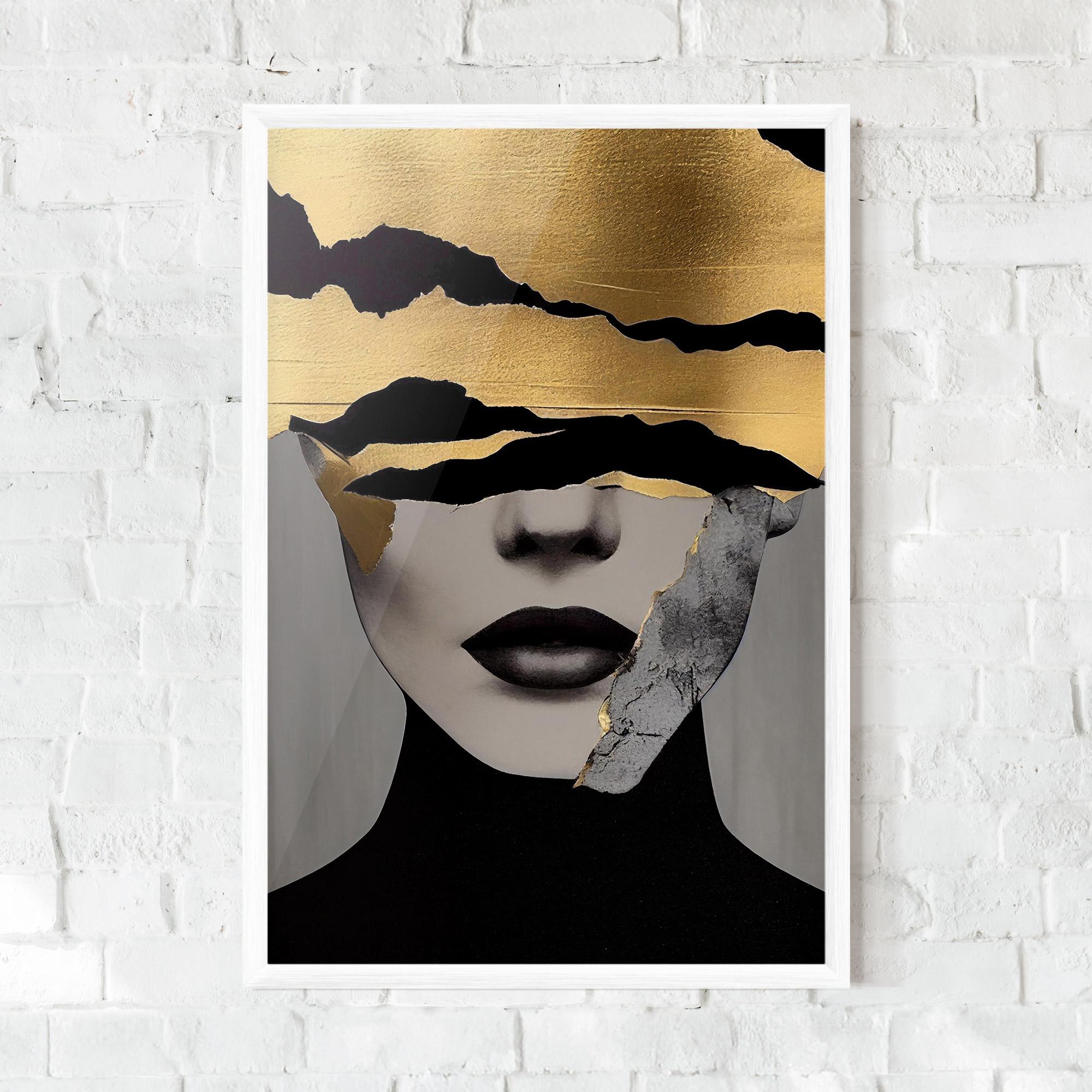 Gerahmte Poster Grey Gold Lips mockup 0