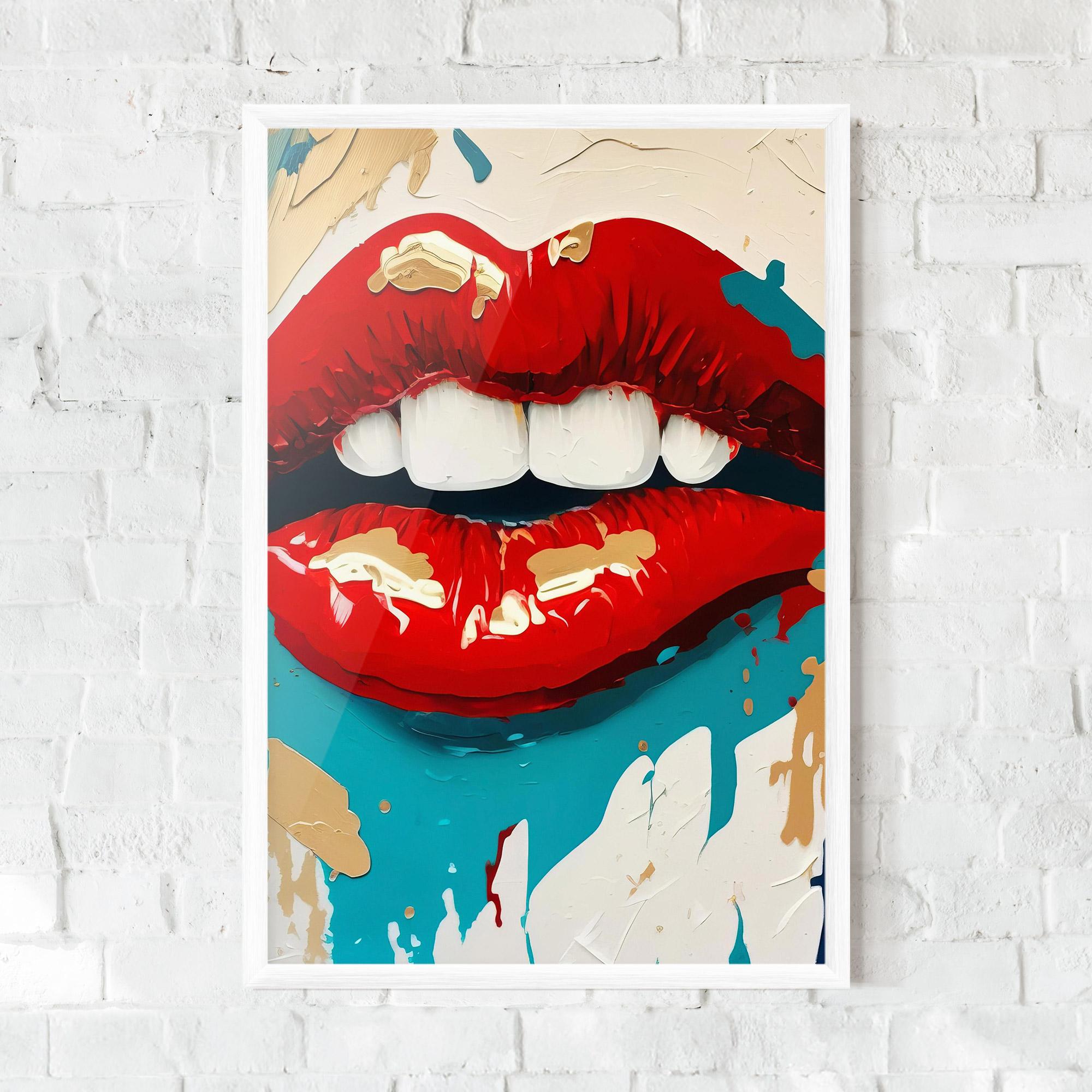 Gerahmte Poster Red Gold Lips mockup 0