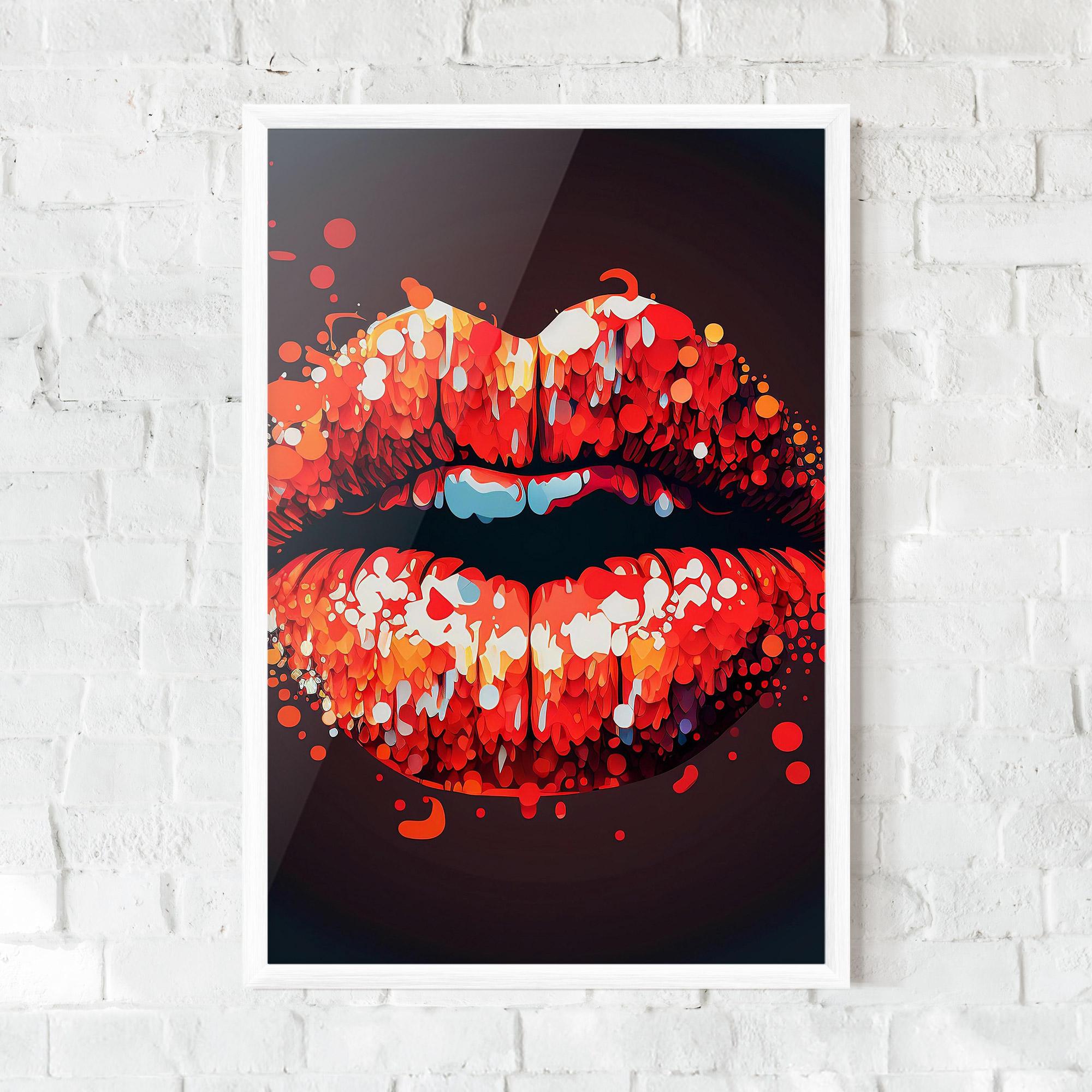 Gerahmte Poster Red Lips With Word Lips It mockup 0