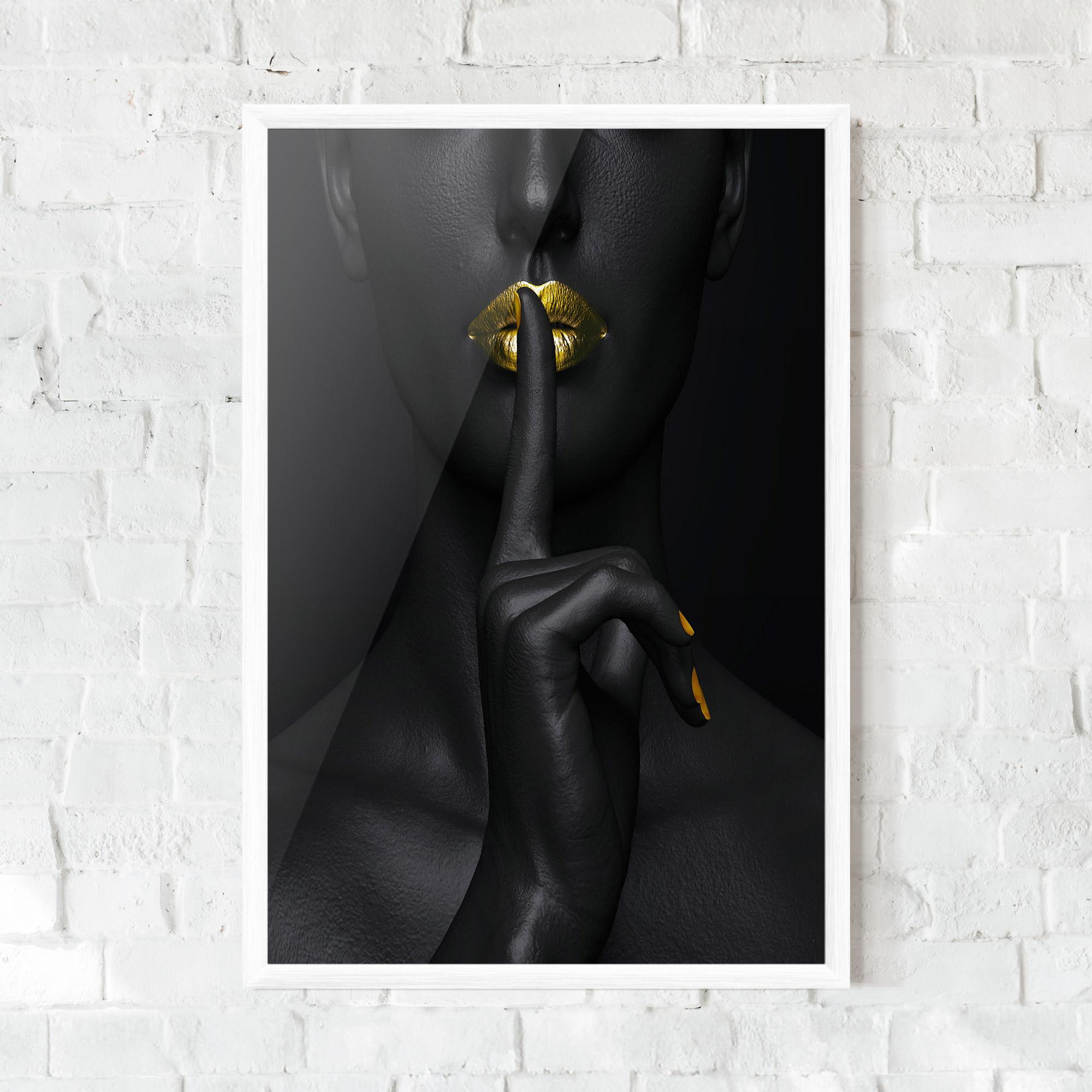 Gerahmte Poster Silence Lips Portrait mockup 0