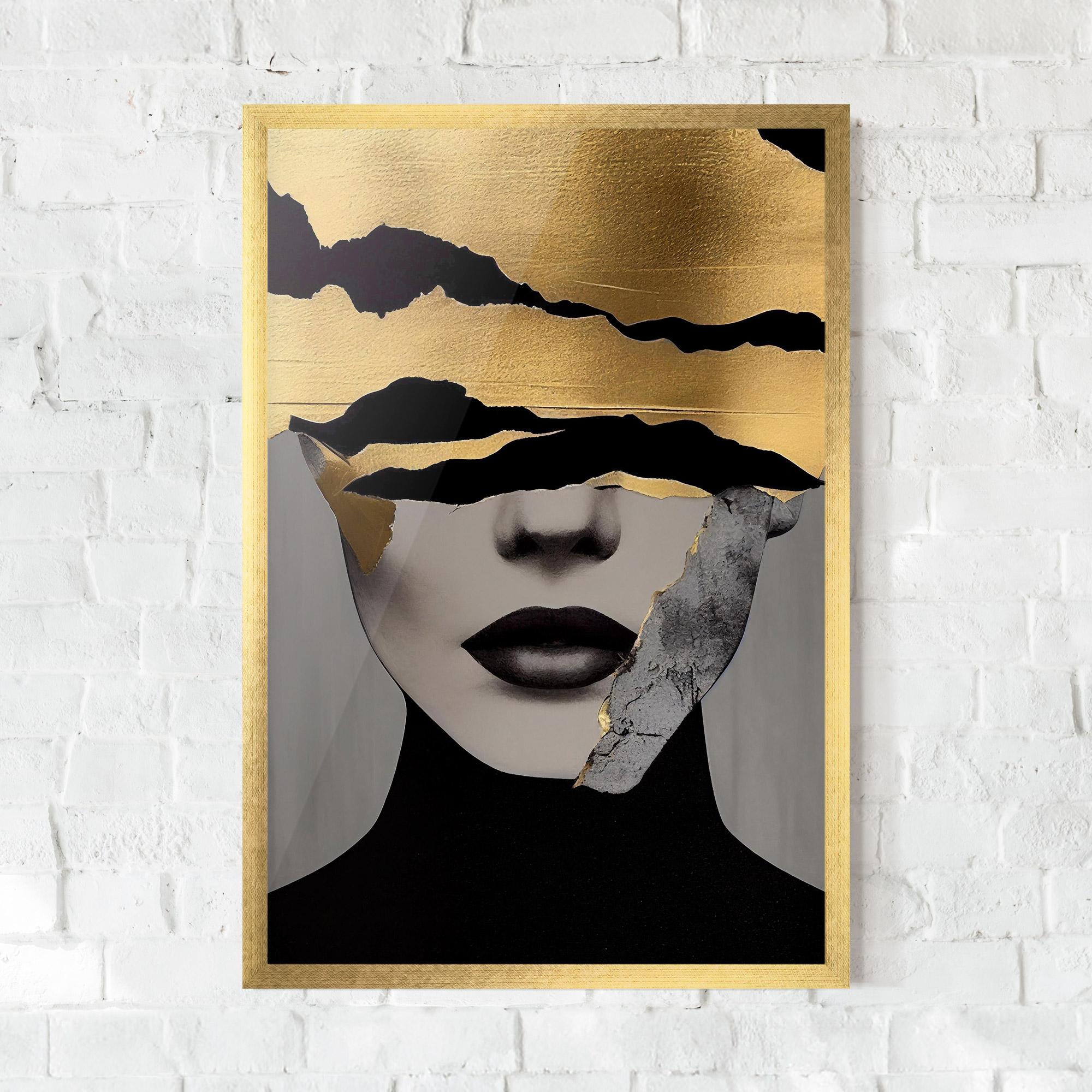 Gerahmte Poster Grey Gold Lips mockup 0