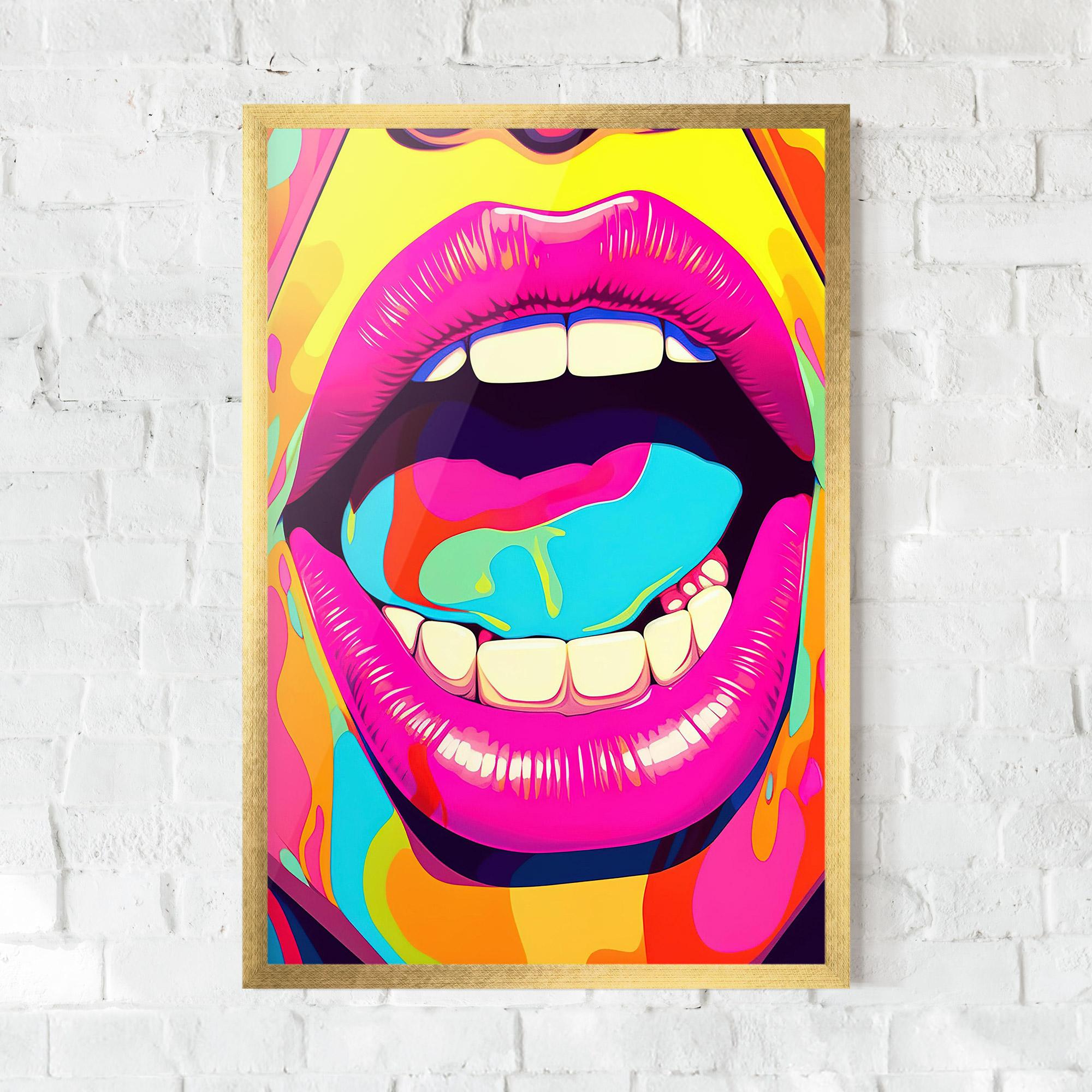 Gerahmte Poster Pop Art Mouth mockup 0