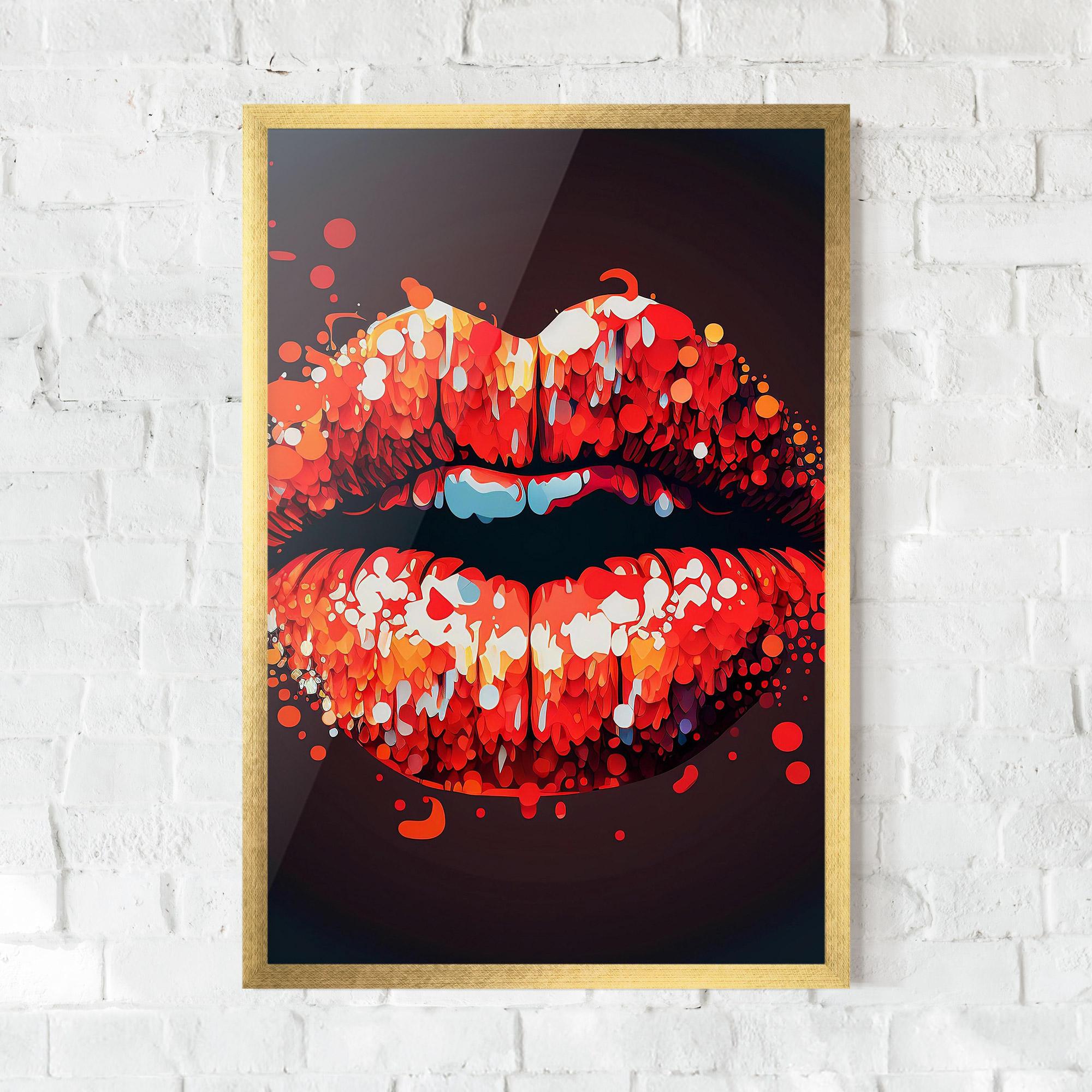 Gerahmte Poster Red Lips With Word Lips It mockup 0