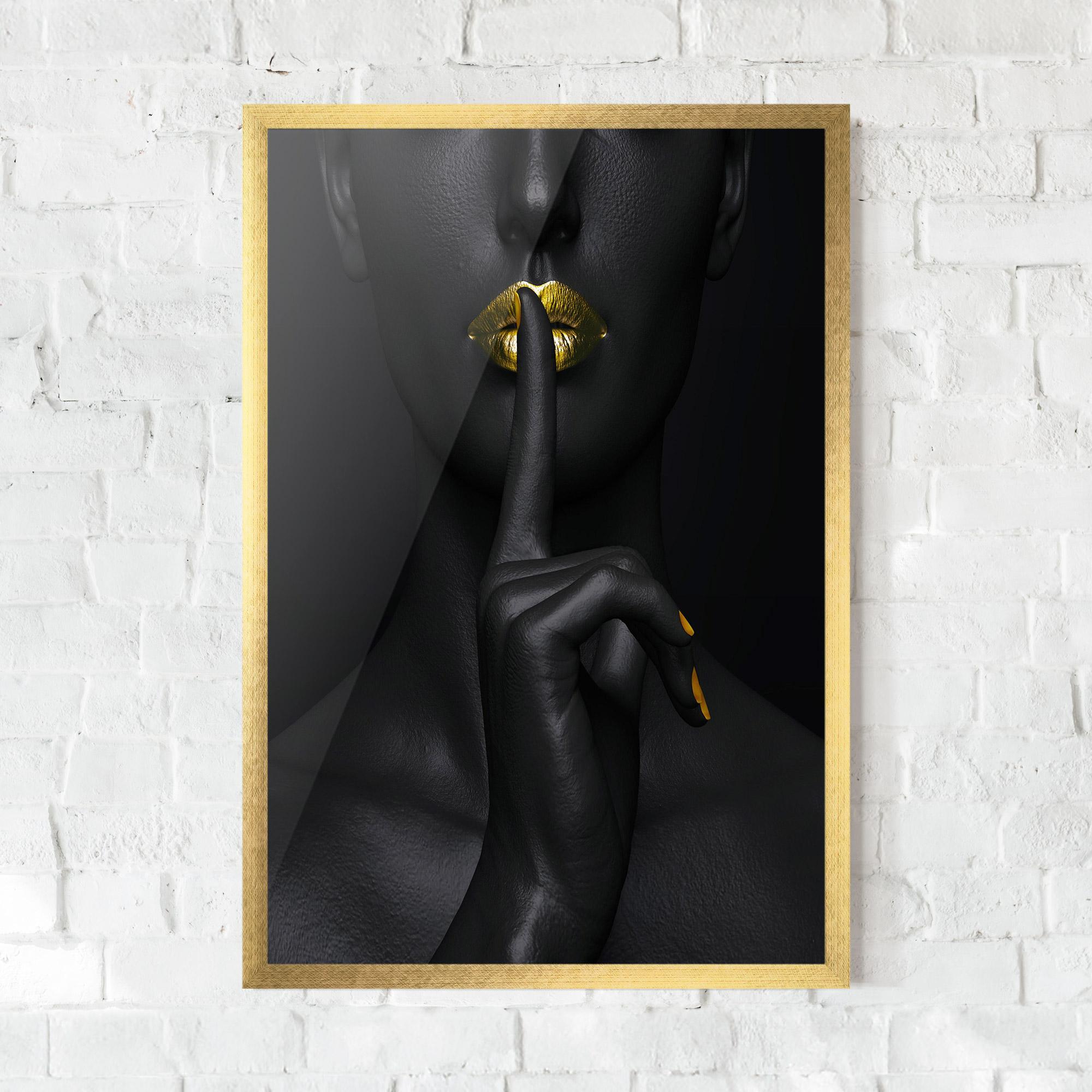 Gerahmte Poster Silence Lips Portrait mockup 0