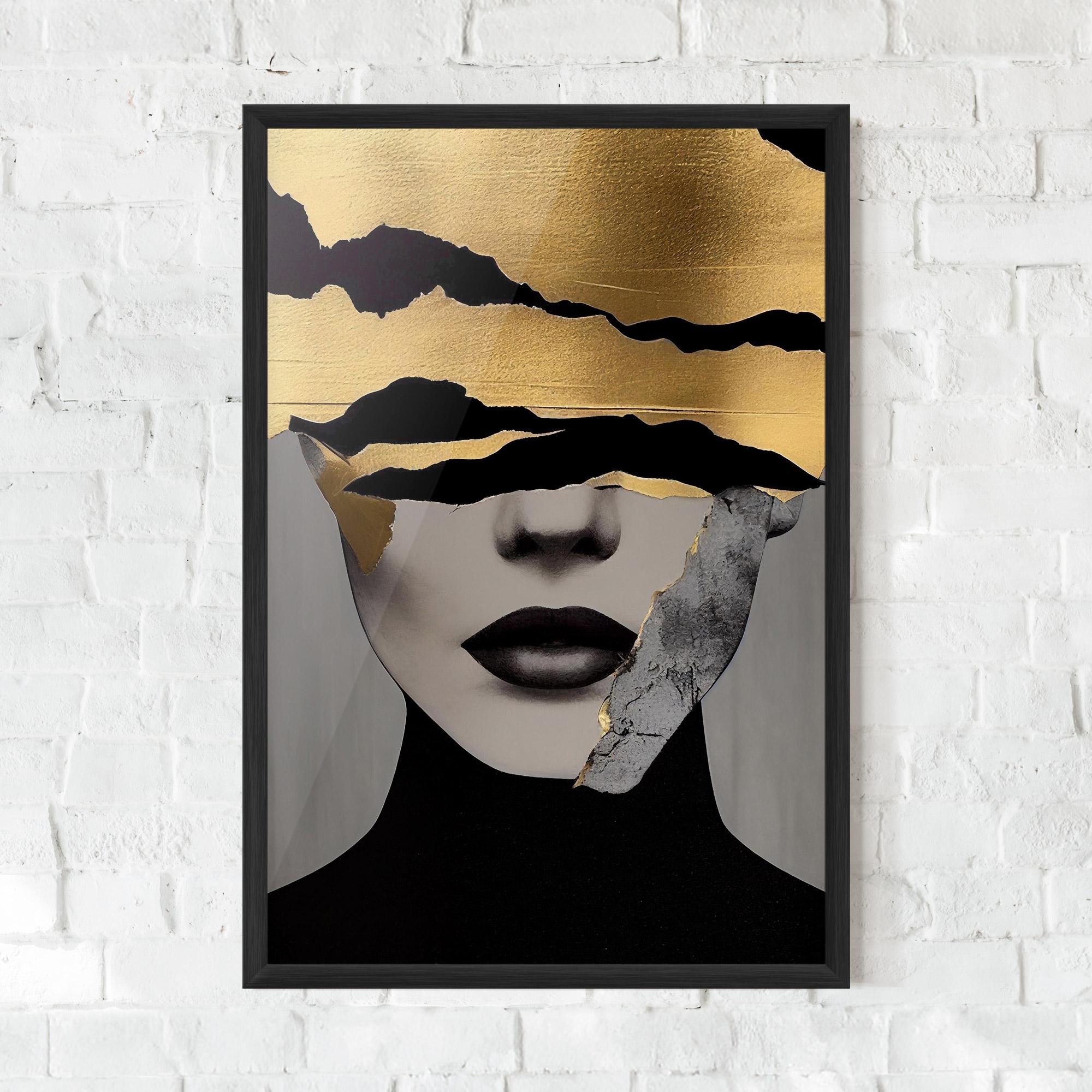 Gerahmte Poster Grey Gold Lips mockup 0