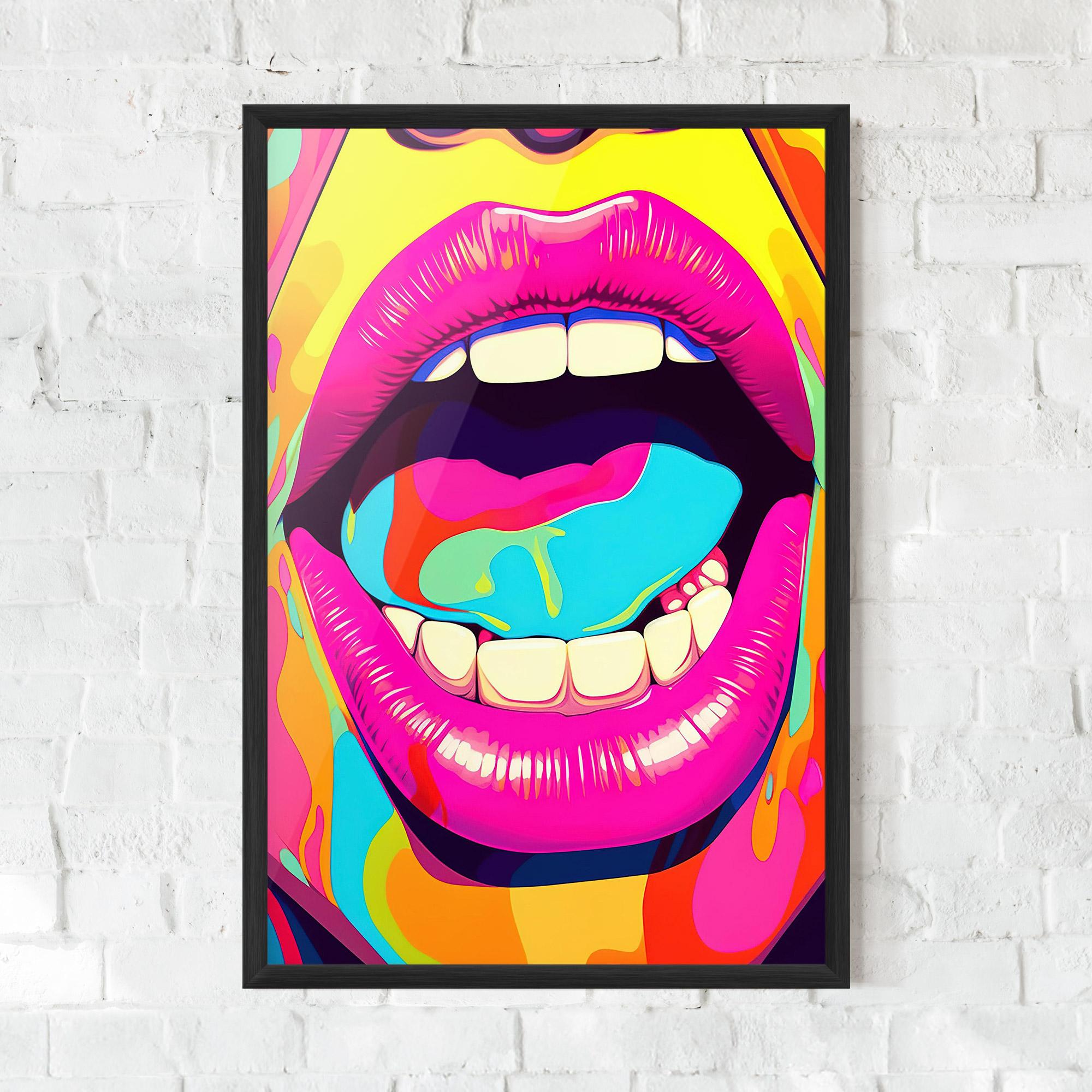 Gerahmte Poster Pop Art Mouth mockup 0