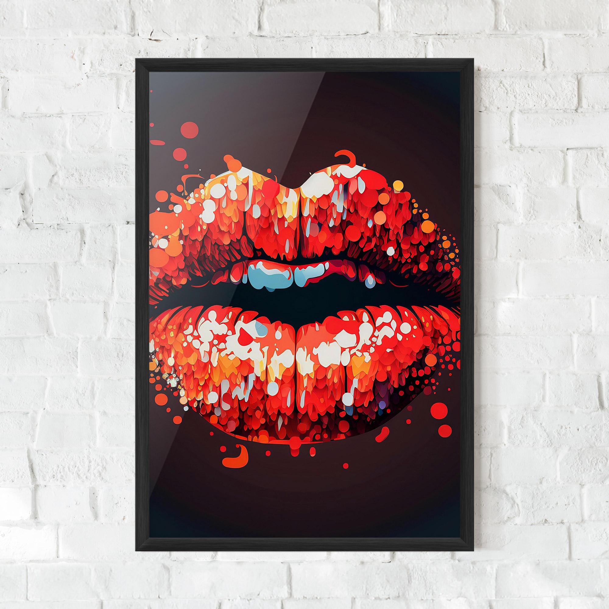 Gerahmte Poster Red Lips With Word Lips It mockup 0