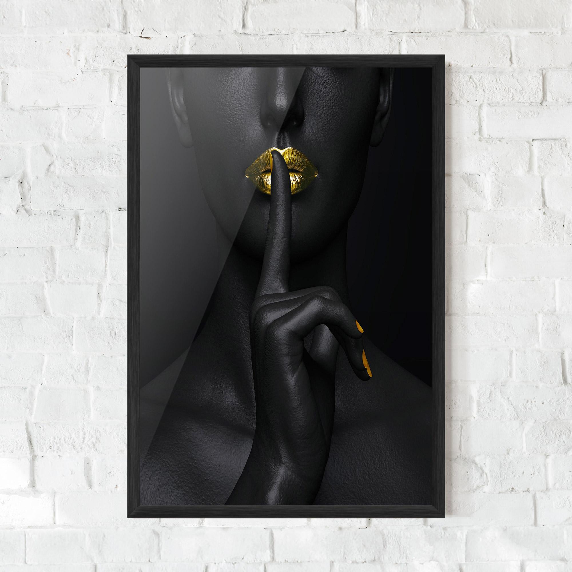 Gerahmte Poster Silence Lips Portrait mockup 0