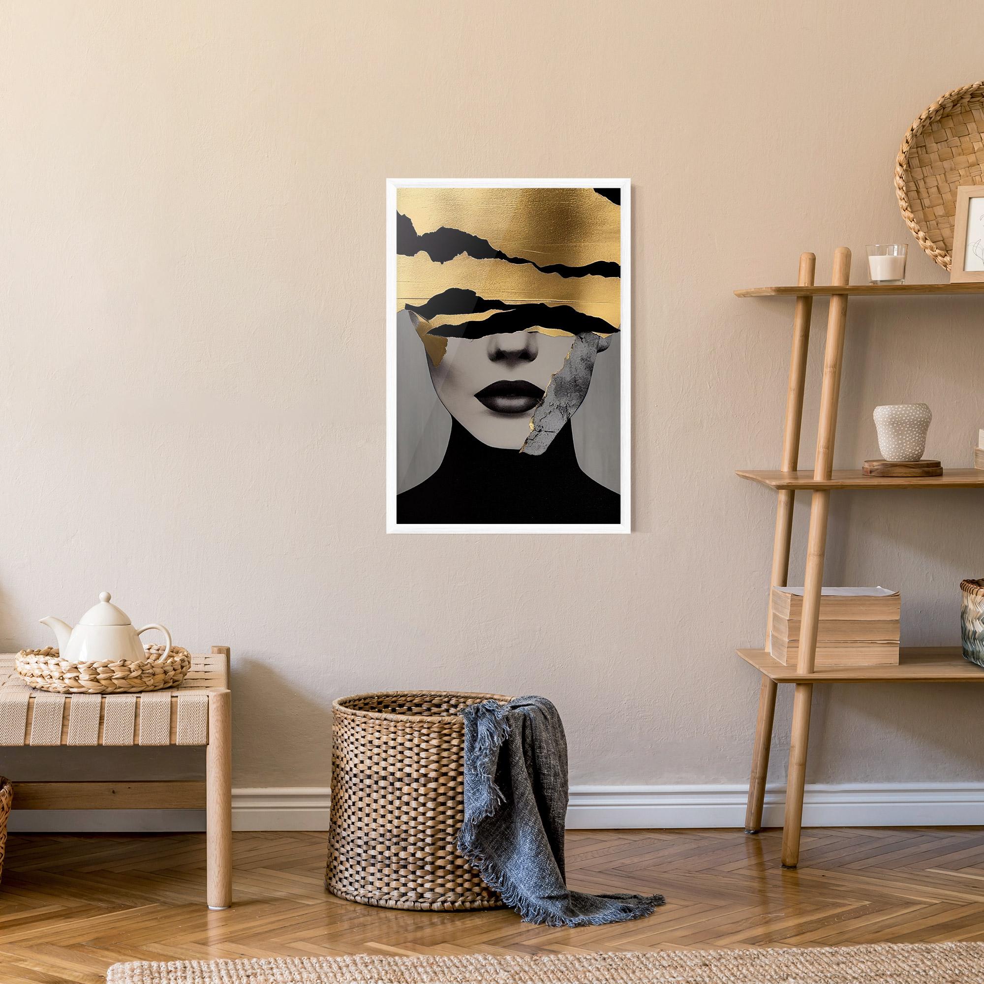 Gerahmte Poster Grey Gold Lips mockup 9
