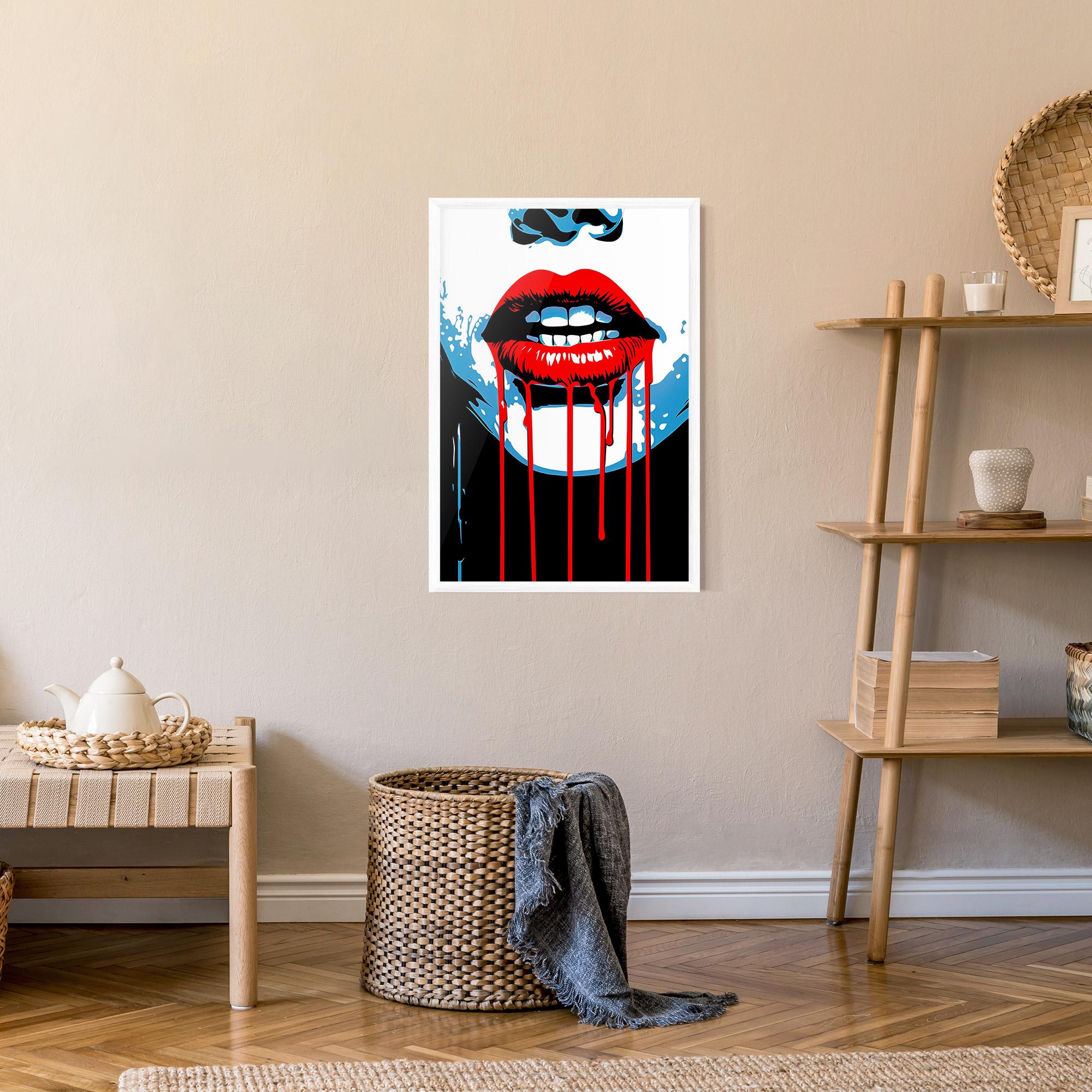Gerahmte Poster Red Lipstick Flowing mockup 9