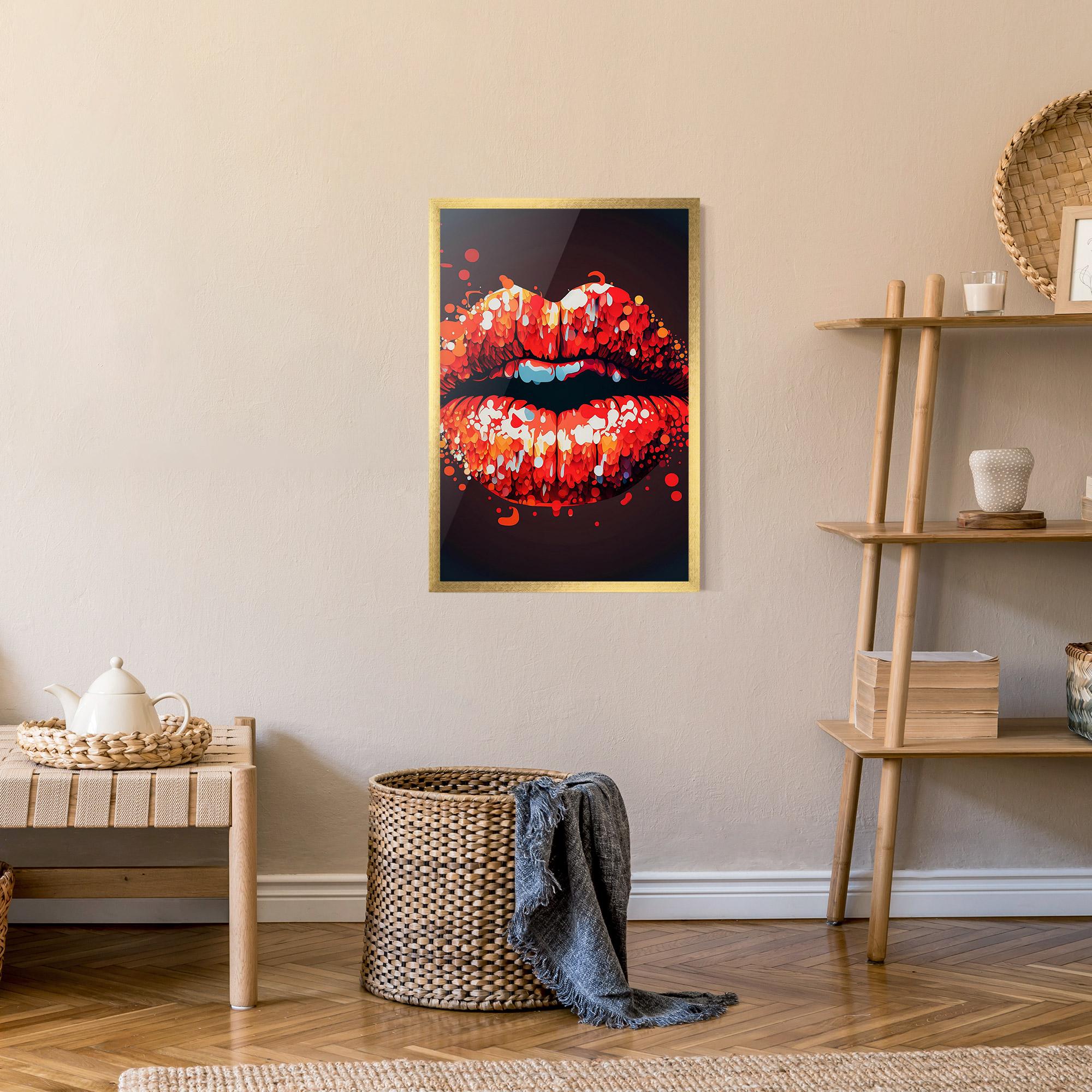Gerahmte Poster Red Lips With Word Lips It mockup 9