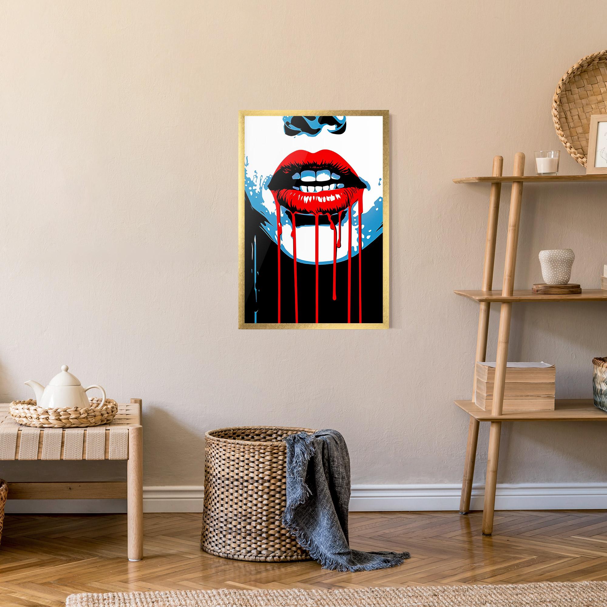 Gerahmte Poster Red Lipstick Flowing mockup 9