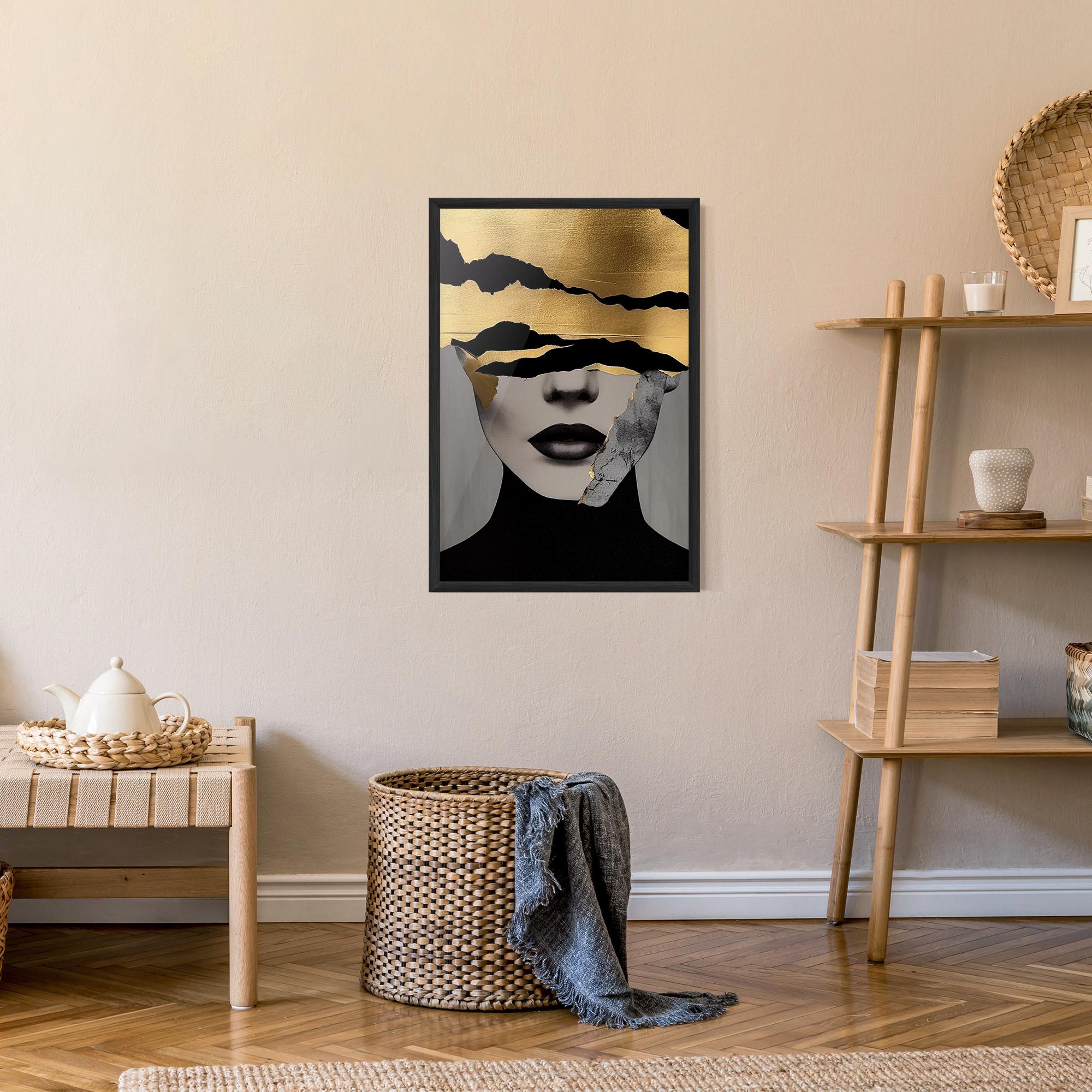Gerahmte Poster Grey Gold Lips mockup 9