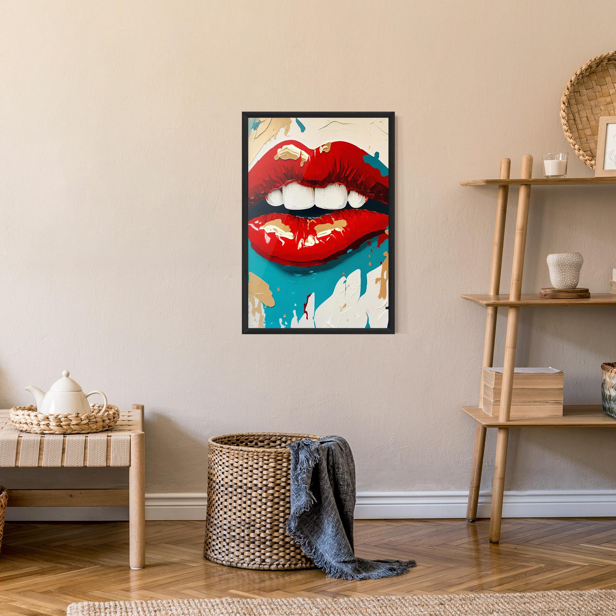 Gerahmte Poster Red Gold Lips mockup 9