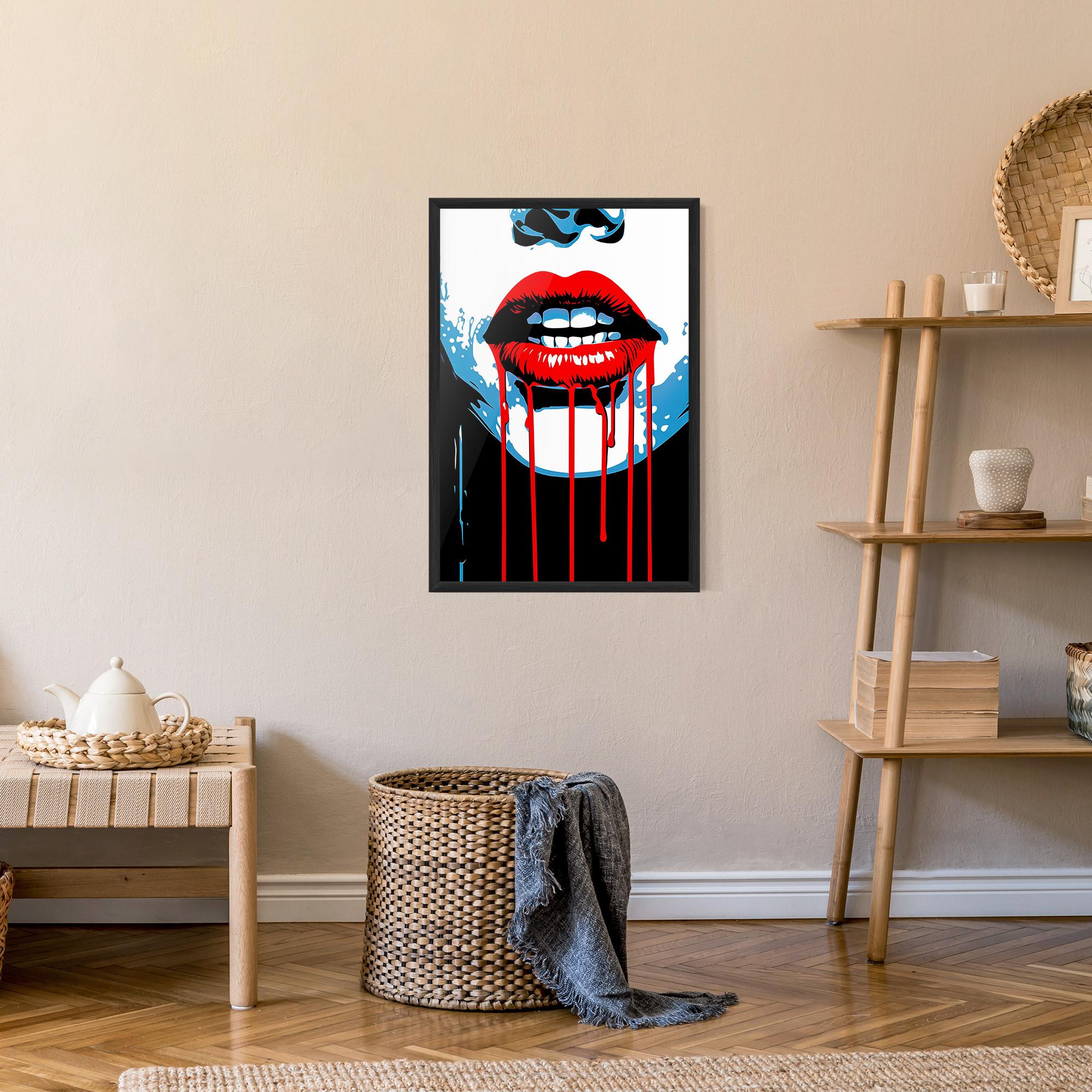 Gerahmte Poster Red Lipstick Flowing mockup 9