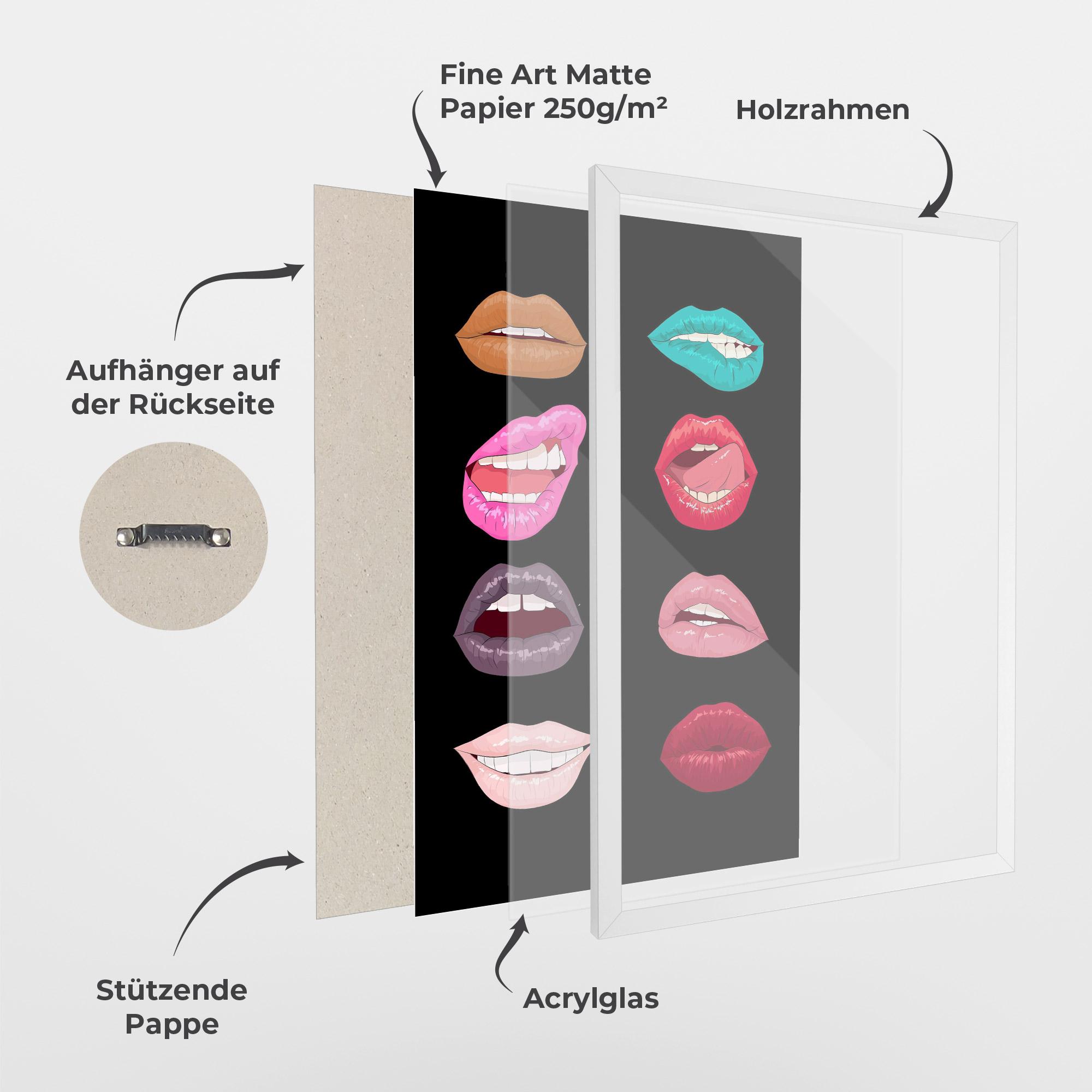 Gerahmte Poster Colorful Lips mockup 1