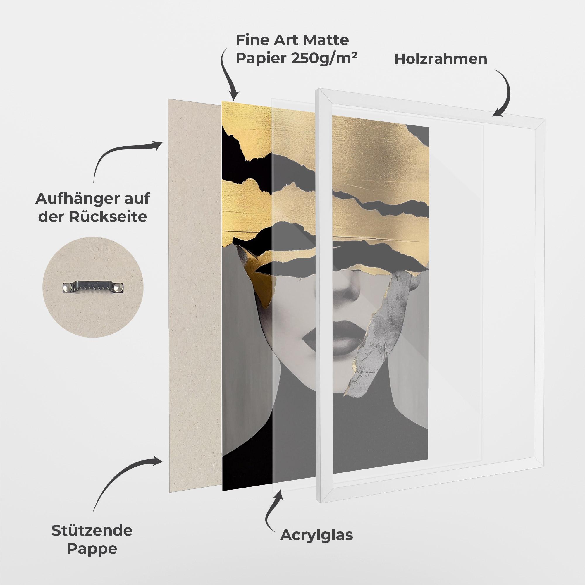 Gerahmte Poster Grey Gold Lips mockup 1