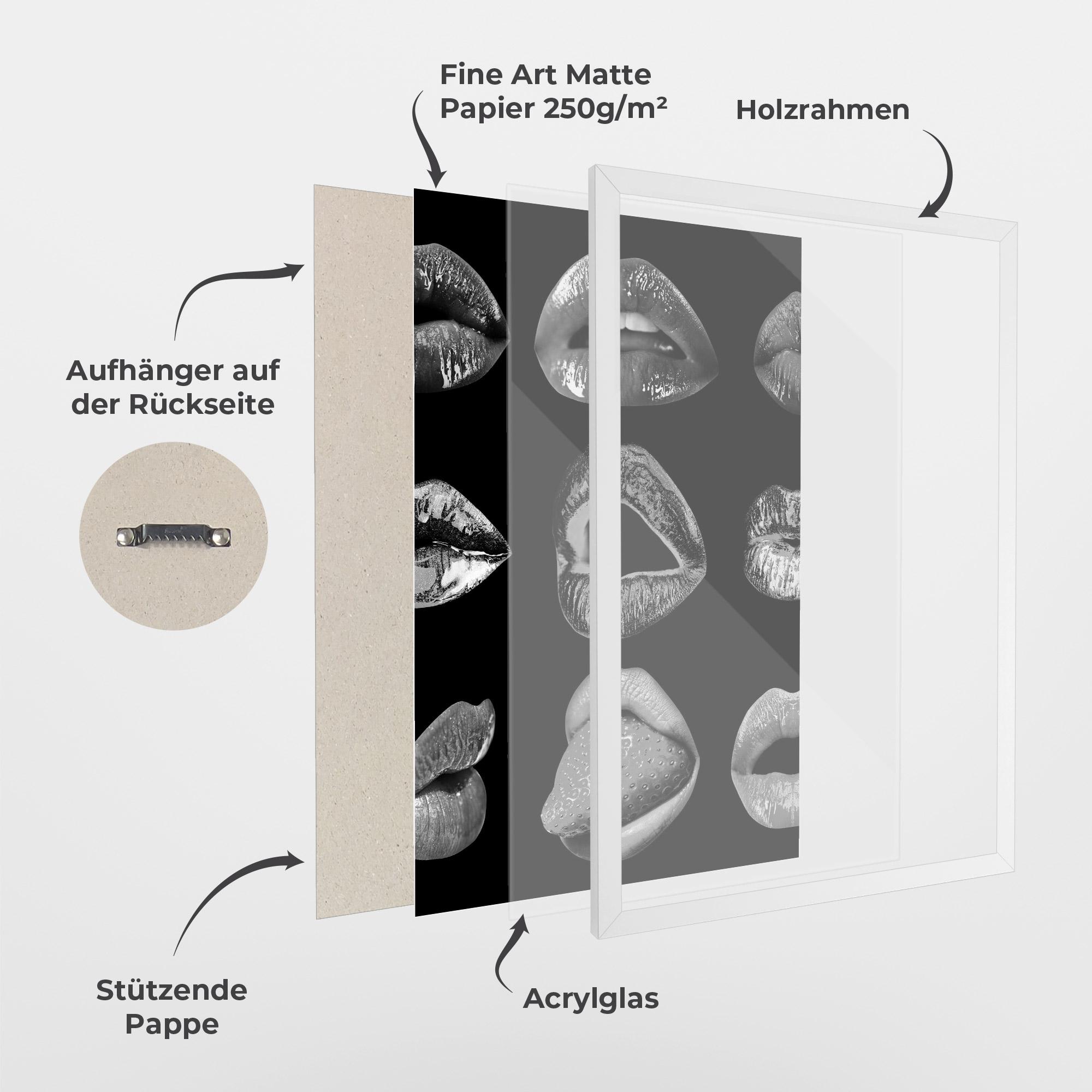 Gerahmte Poster Grey Lips Collage mockup 1