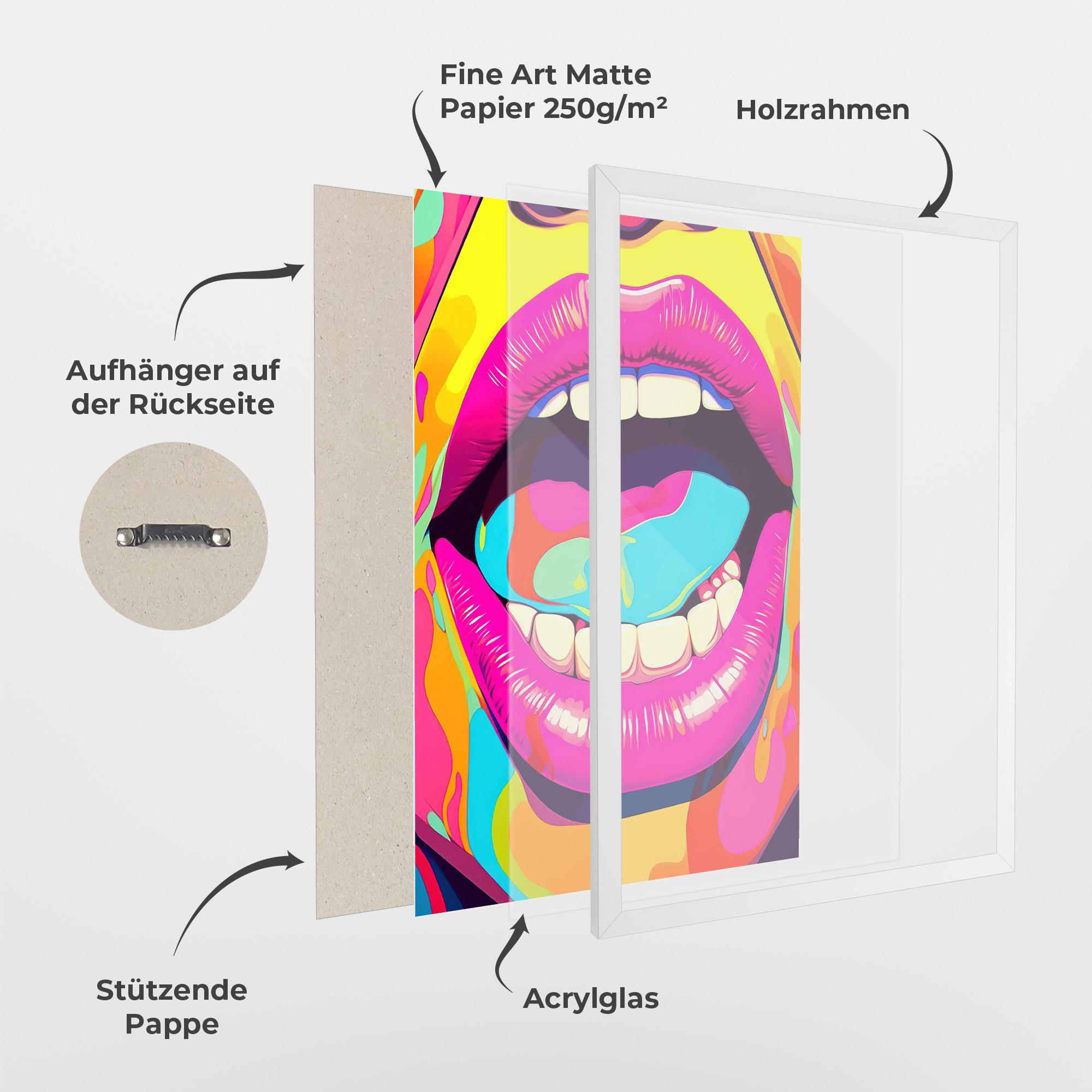 Gerahmte Poster Pop Art Mouth mockup 1