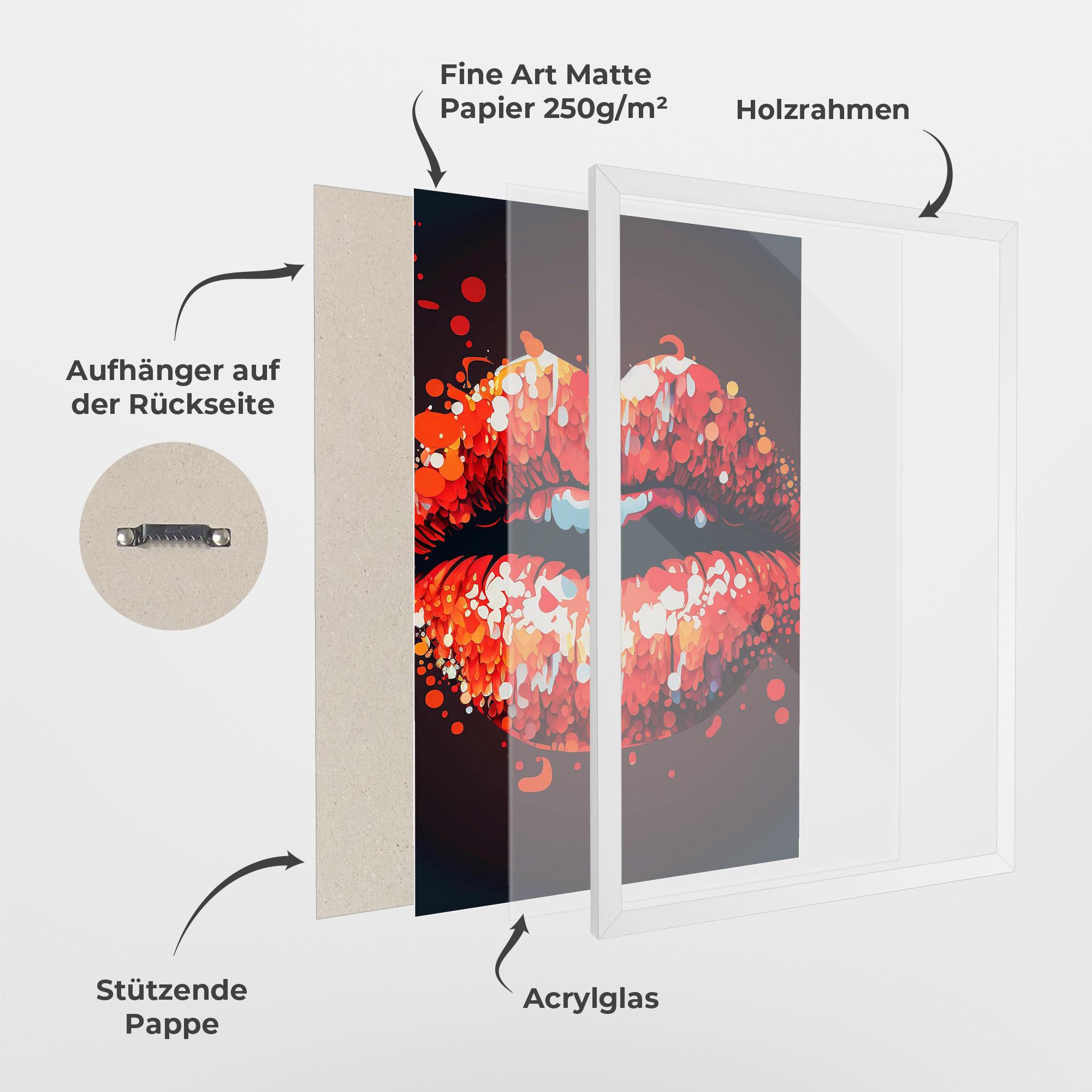 Gerahmte Poster Red Lips With Word Lips It mockup 1