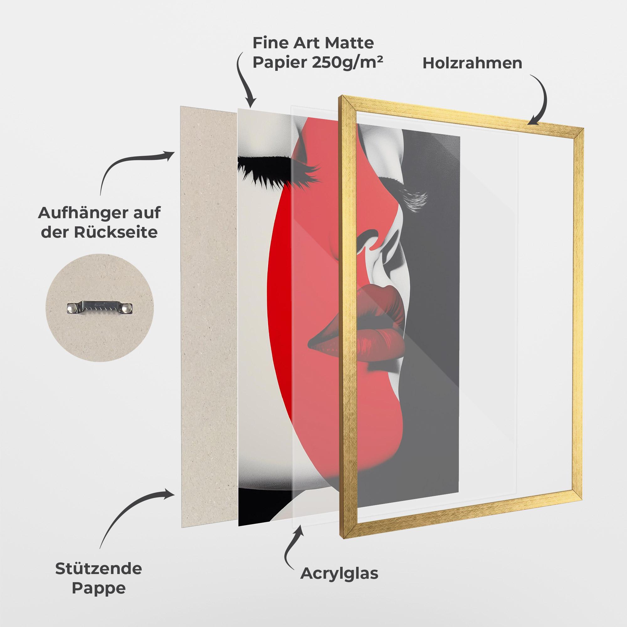 Gerahmte Poster Dark Red Lips mockup 1
