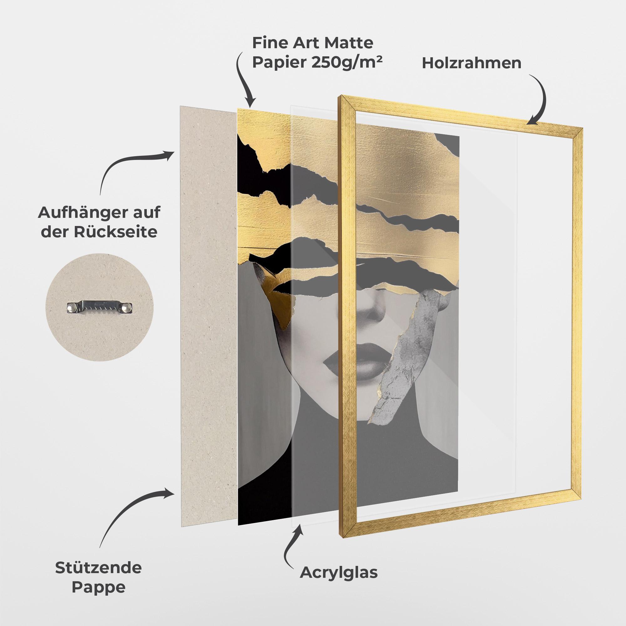 Gerahmte Poster Grey Gold Lips mockup 1