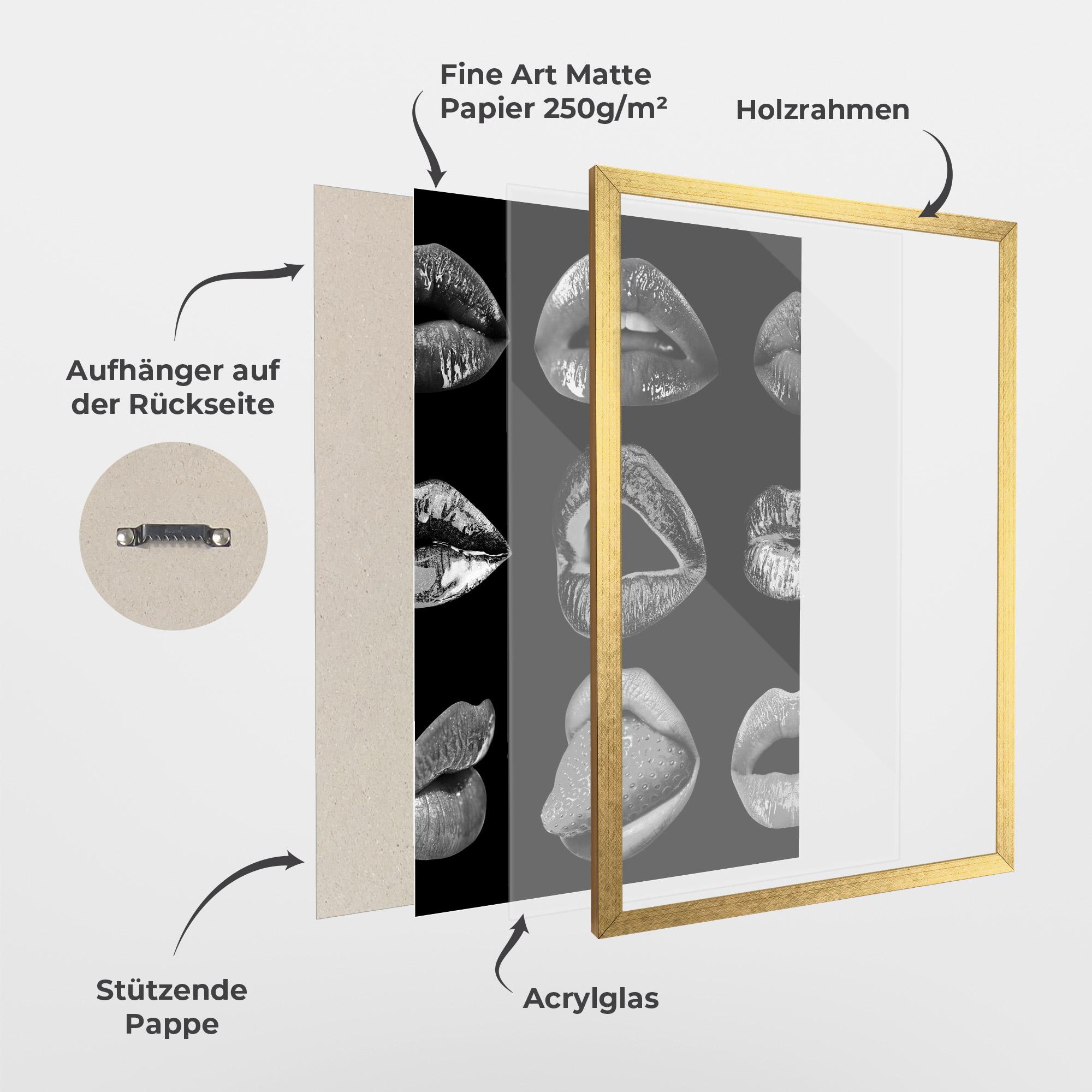 Gerahmte Poster Grey Lips Collage mockup 1