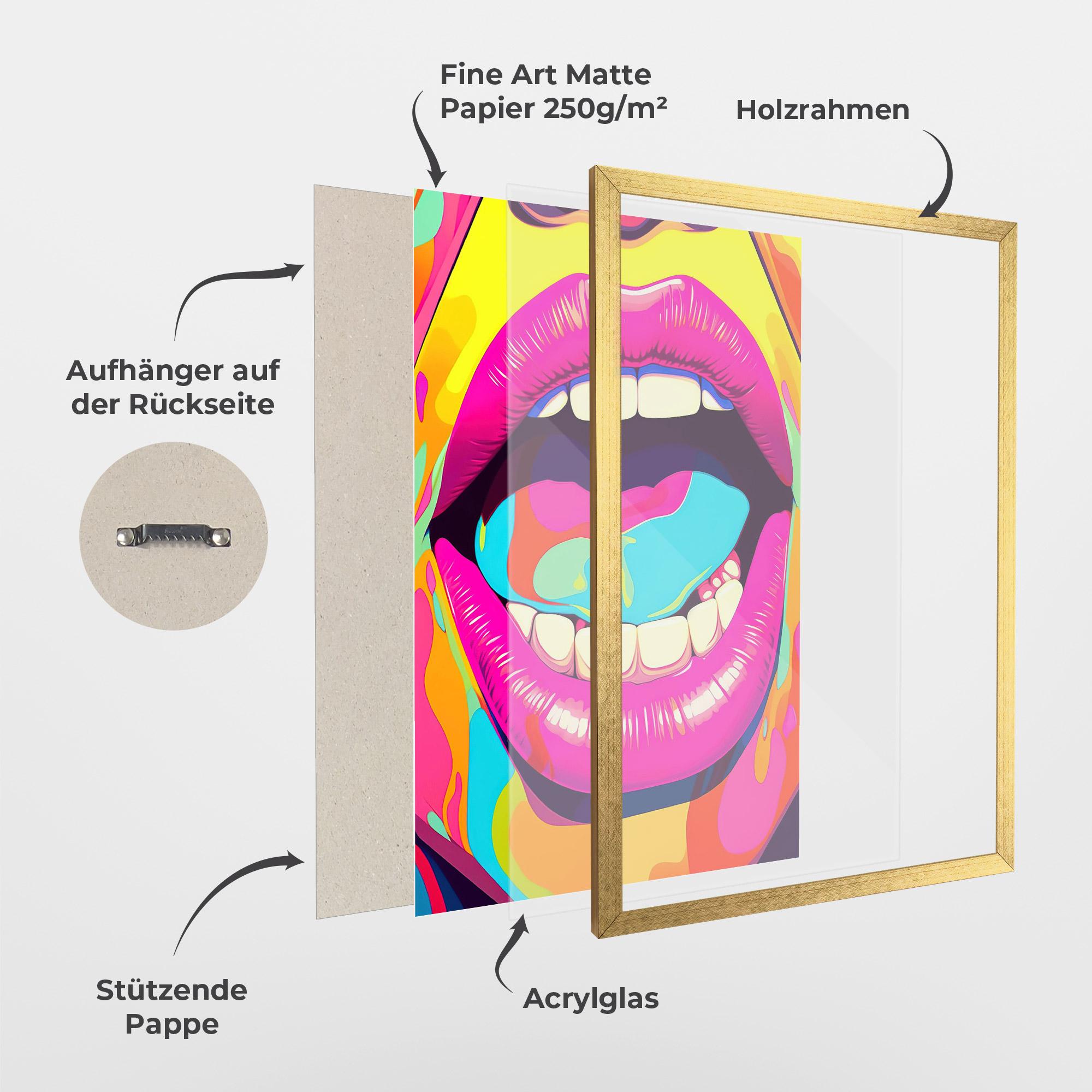 Gerahmte Poster Pop Art Mouth mockup 1