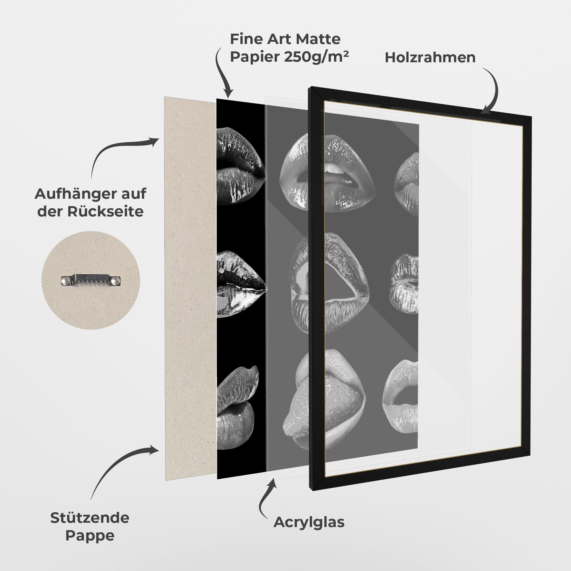 Gerahmte Poster Grey Lips Collage mockup 1