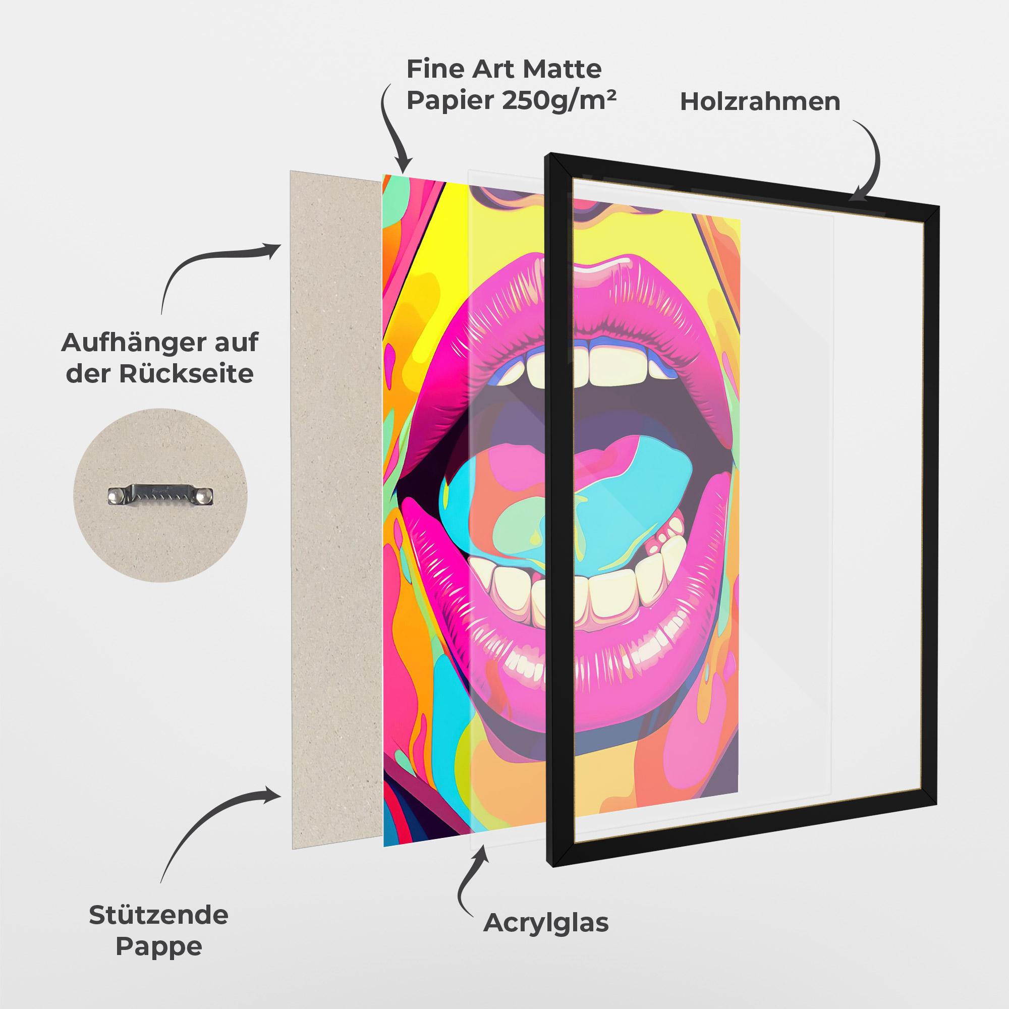 Gerahmte Poster Pop Art Mouth mockup 1