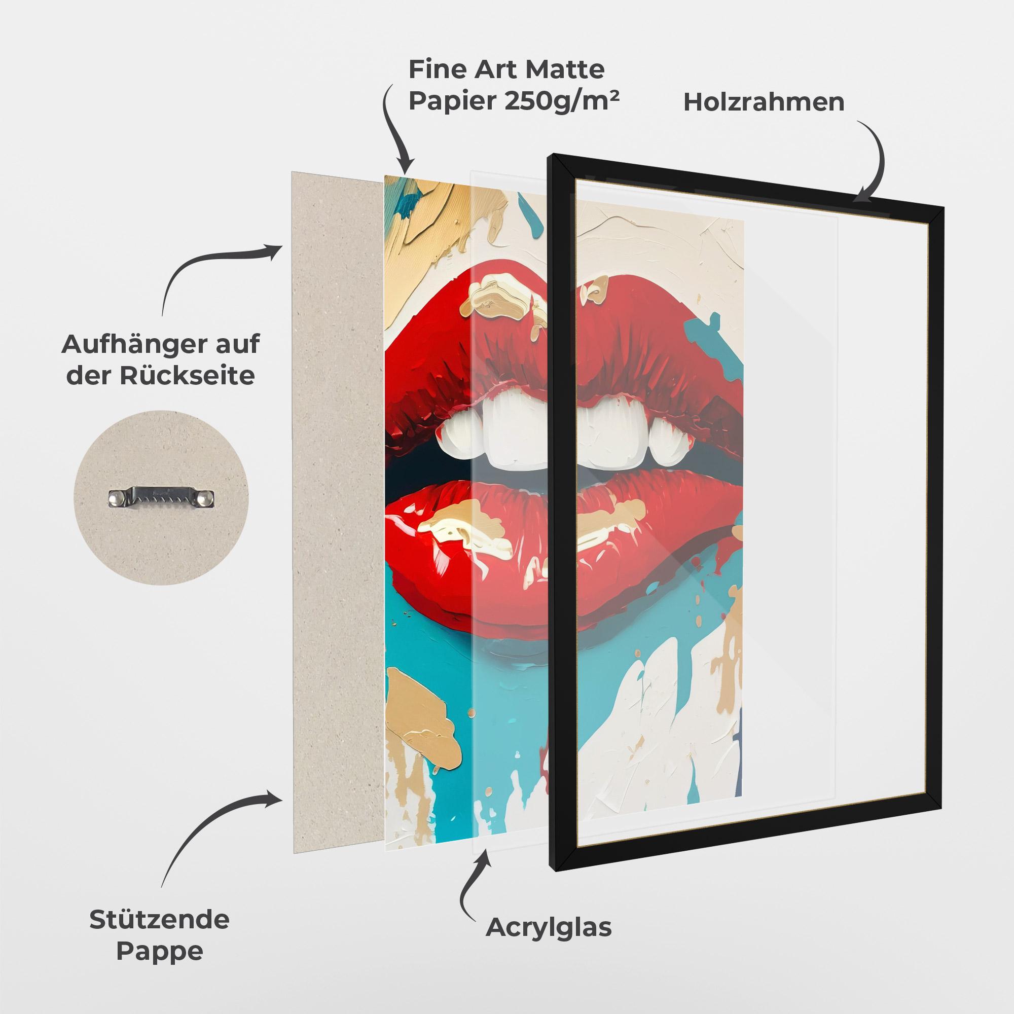 Gerahmte Poster Red Gold Lips mockup 1