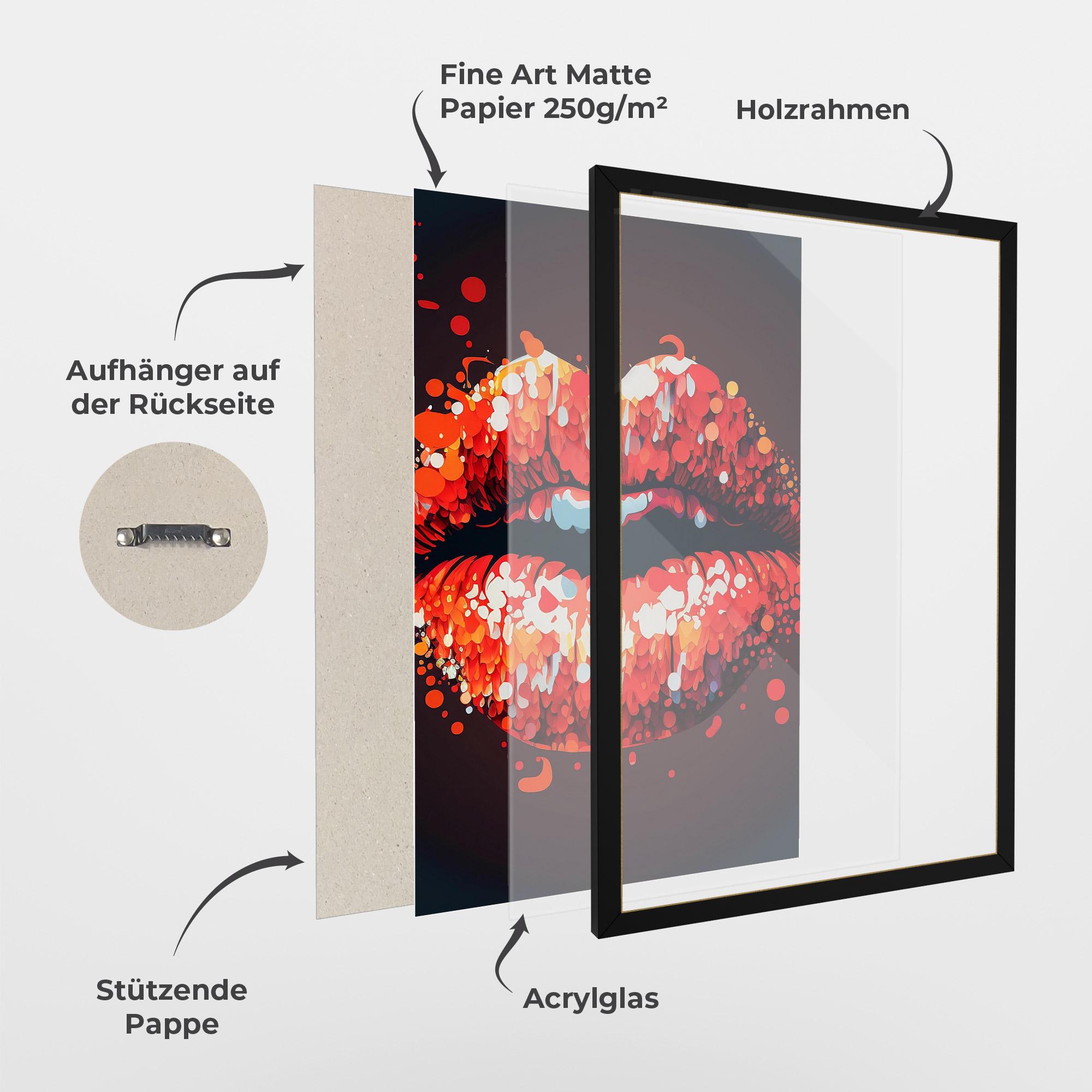 Gerahmte Poster Red Lips With Word Lips It mockup 1