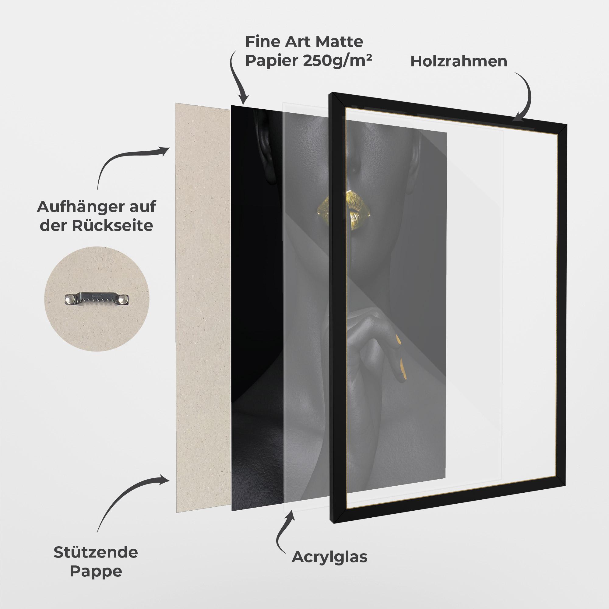 Gerahmte Poster Silence Lips Portrait mockup 1